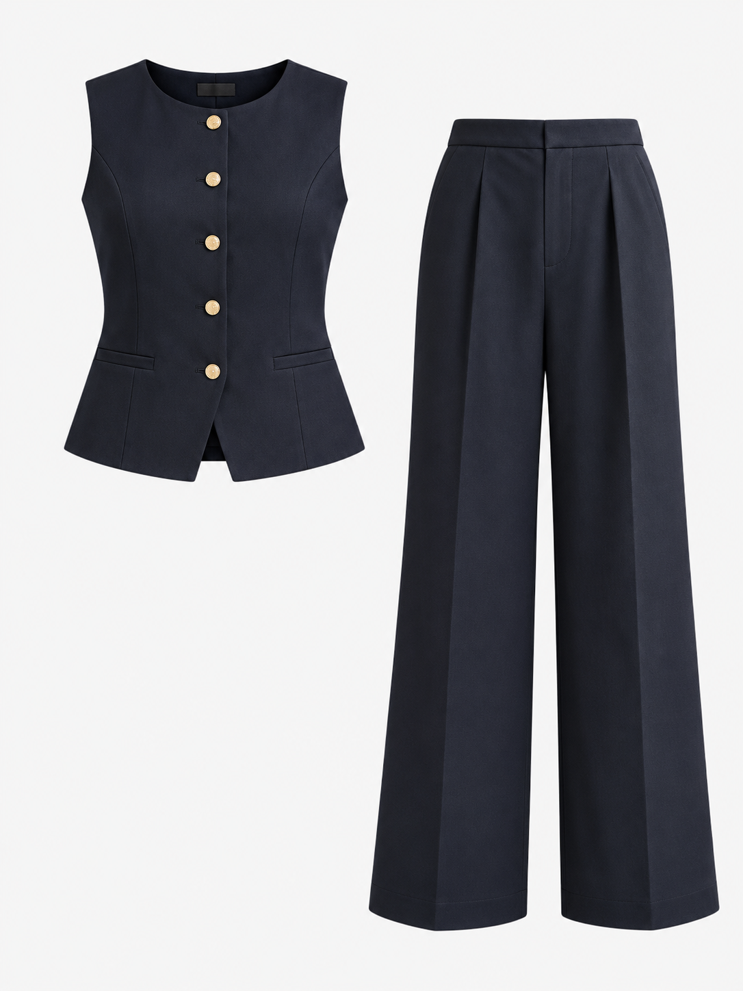 Elegant hvidt hør sæt til kvinder med bukser og bluse til sommer