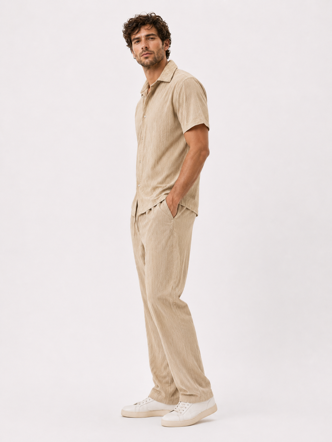 Completo Uomo Business Casual: Camicia Elegante, Pantaloni Slim Fit Grigio - - business camicia camicia pantaloni casual outfit sets pantaloni uomo - Concept Palermo
