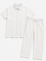 Business casual herenset: elegante blouse, slim fit grijze broek
