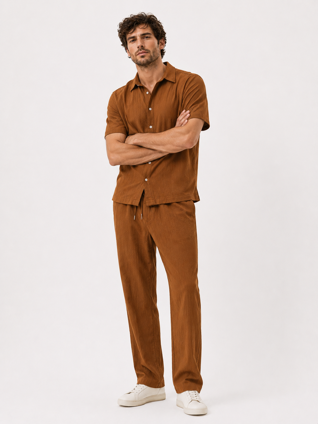 Completo Uomo Business Casual: Camicia Elegante, Pantaloni Slim Fit Grigio - Caffè Confezione da 1 - business camicia camicia pantaloni casual outfit sets pantaloni uomo - Concept Palermo