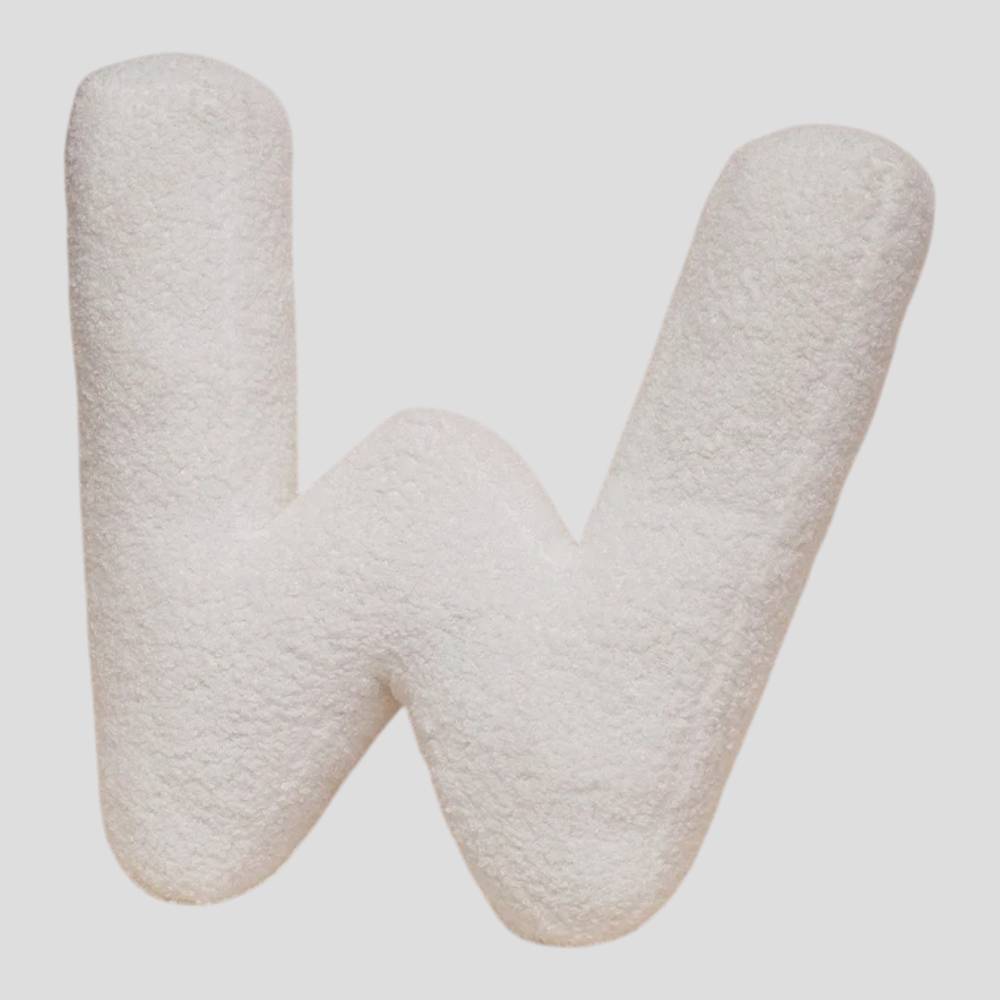 Cuscino Lettera in Peluche Cotone - Alfabeto Decorativo Bianco, 40 Cm