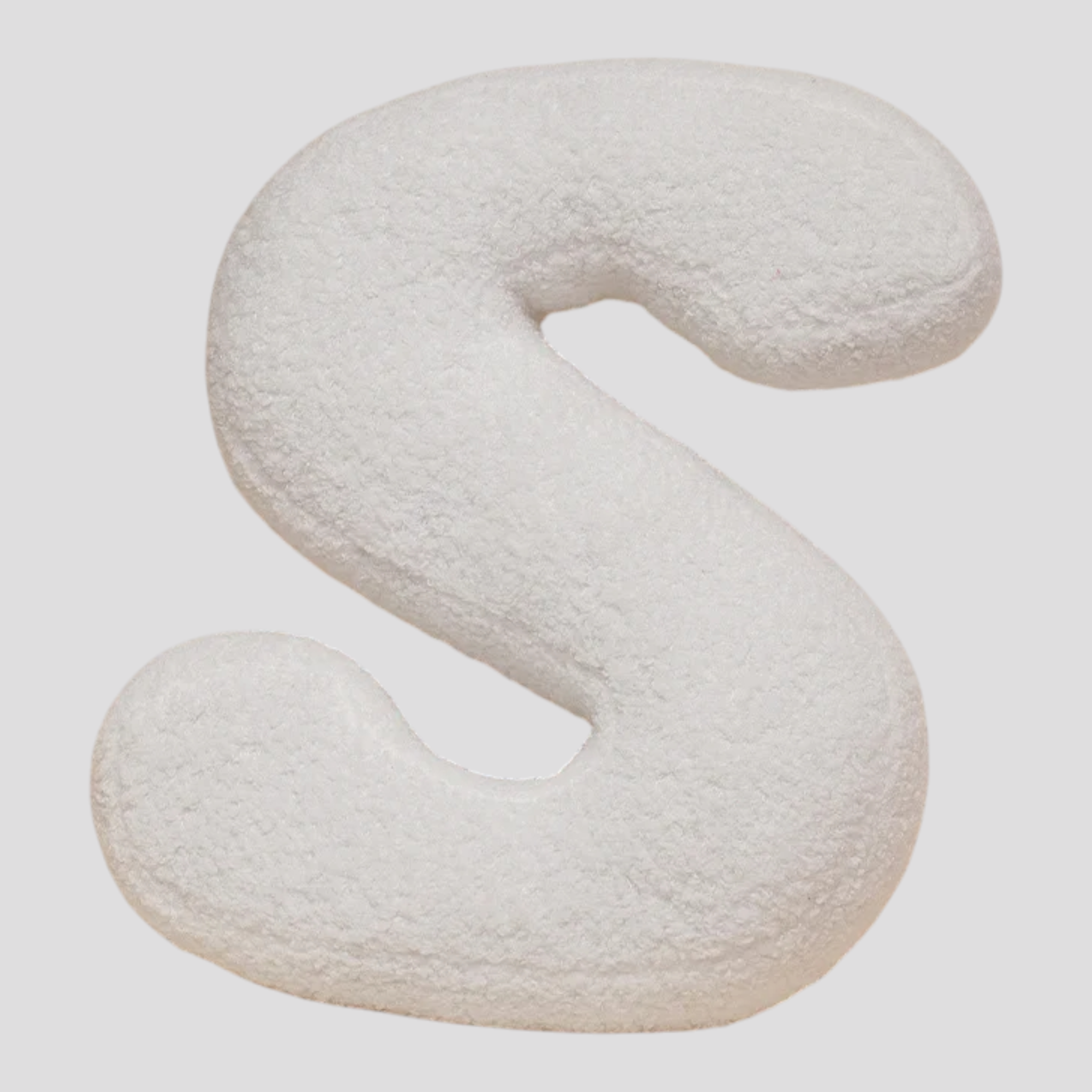 Cuscino Lettera in Peluche Cotone - Alfabeto Decorativo Bianco, 40 Cm