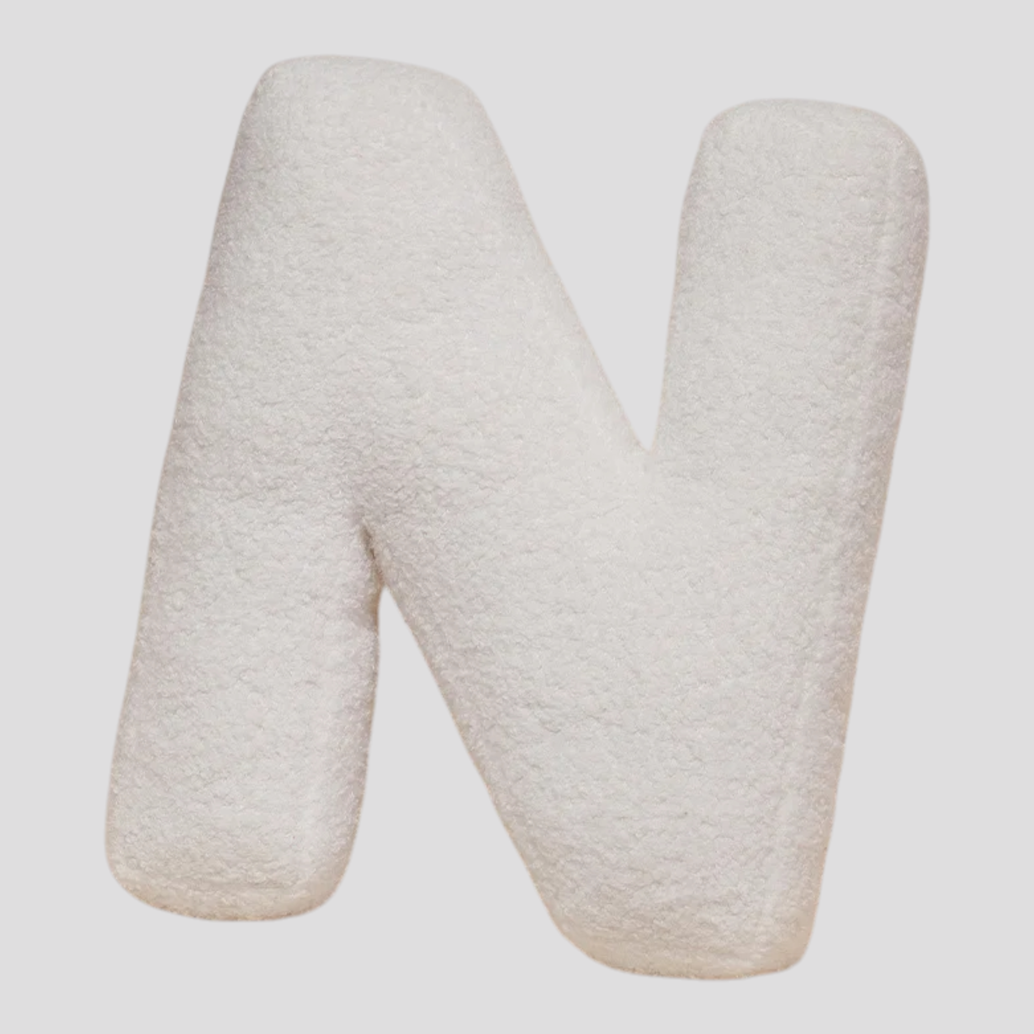 Cuscino Lettera in Peluche Cotone - Alfabeto Decorativo Bianco, 40 Cm