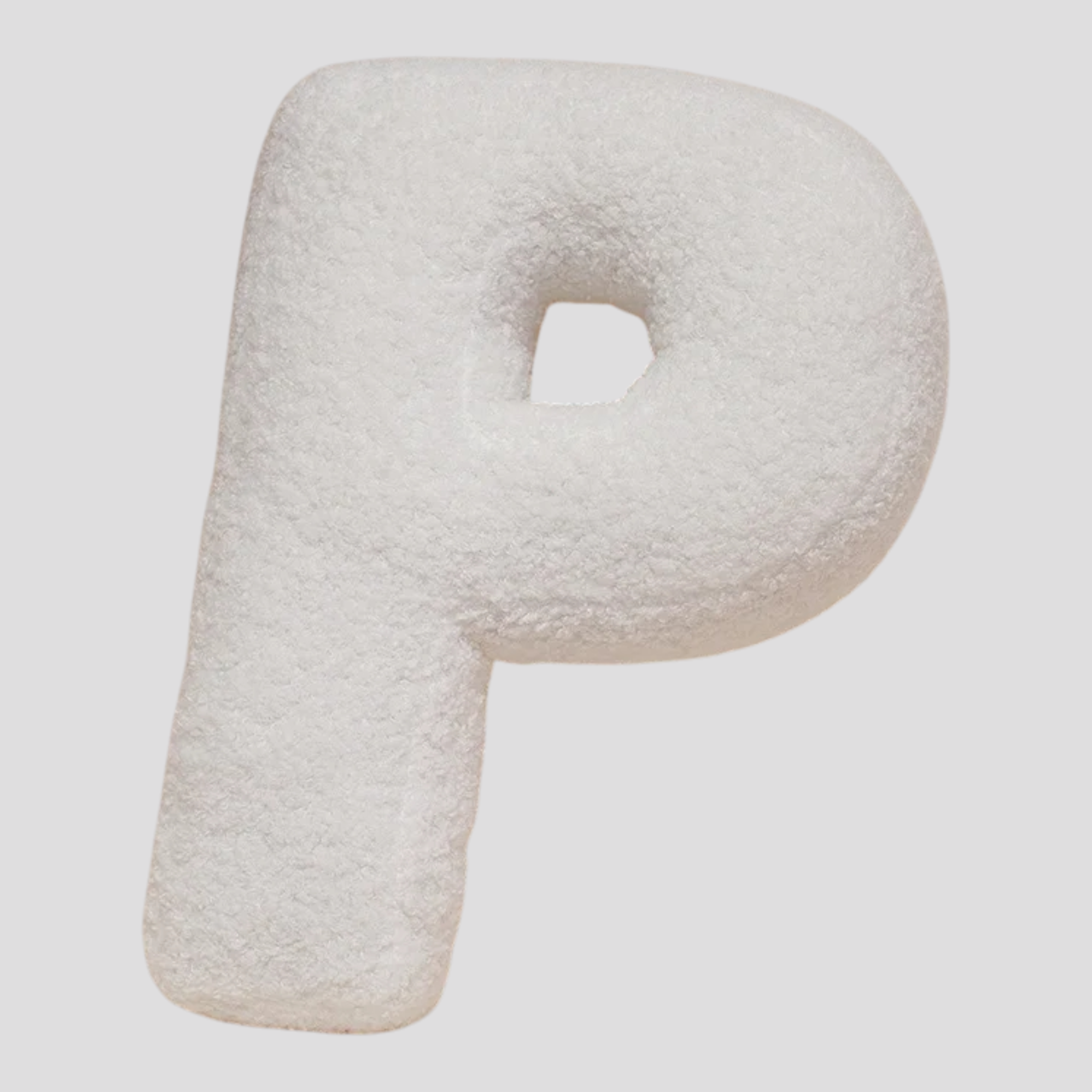 Cuscino Lettera in Peluche Cotone - Alfabeto Decorativo Bianco, 40 Cm
