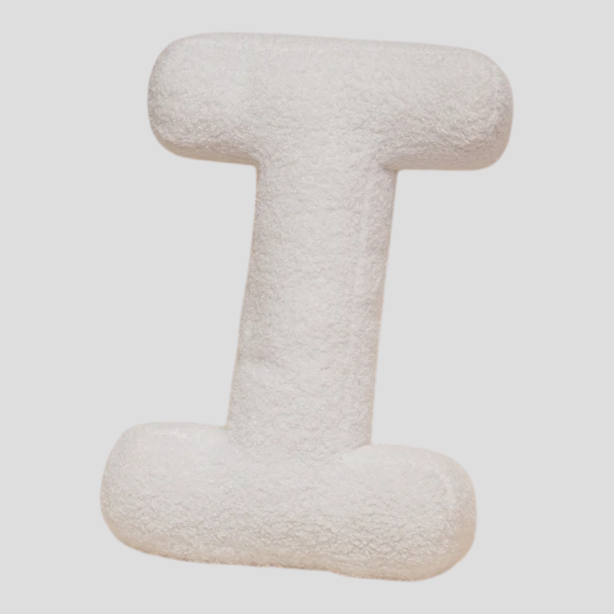 Cuscino Lettera in Peluche Cotone - Alfabeto Decorativo Bianco, 40 Cm