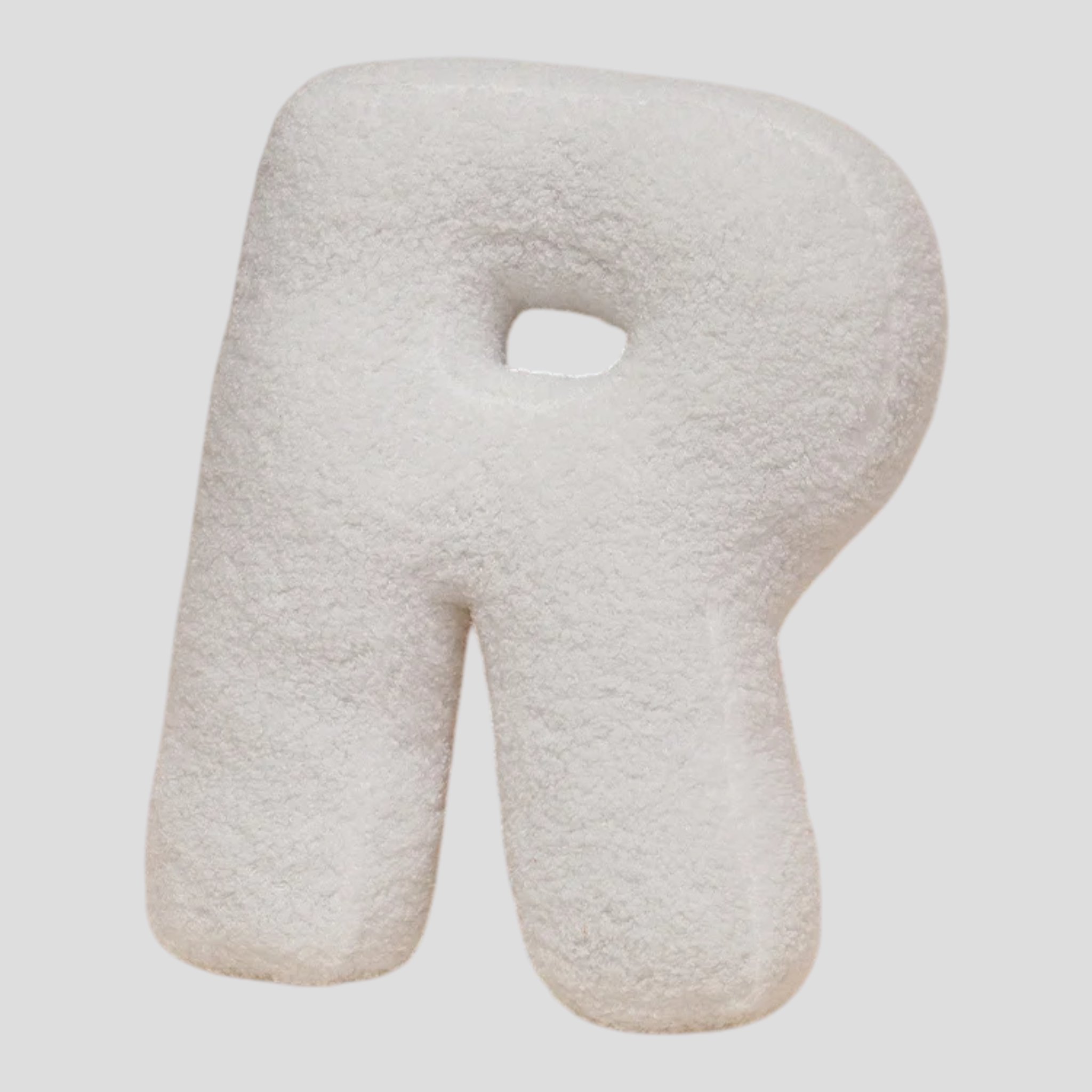 Cuscino Lettera in Peluche Cotone - Alfabeto Decorativo Bianco, 40 Cm