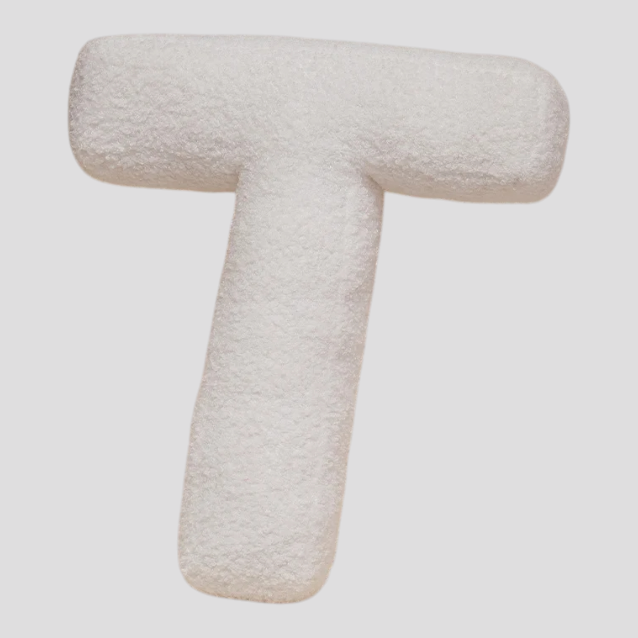Cuscino Lettera in Peluche Cotone - Alfabeto Decorativo Bianco, 40 Cm
