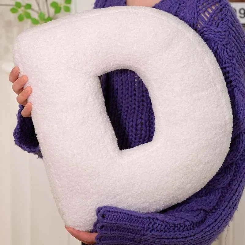 Cuscino Lettera in Peluche Cotone - Alfabeto Decorativo Bianco, 40 Cm