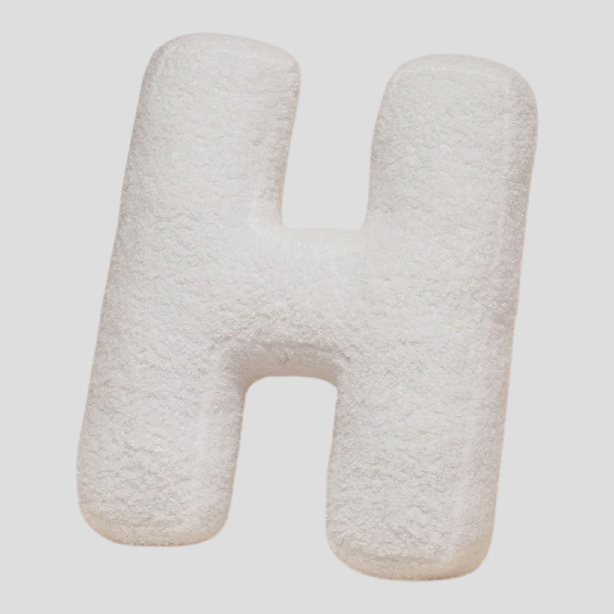 Cuscino Lettera in Peluche Cotone - Alfabeto Decorativo Bianco, 40 Cm