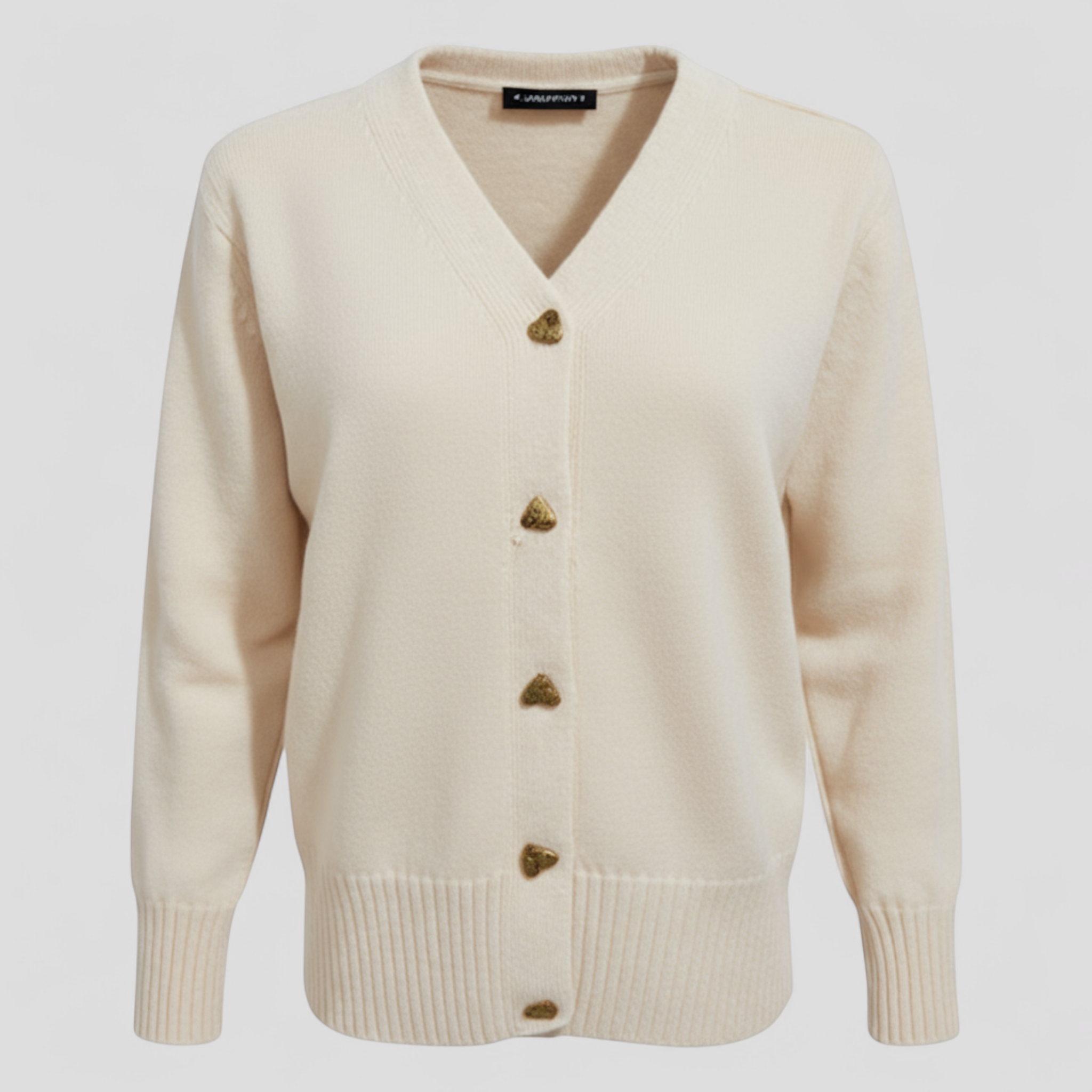 Pullover Donna in Lana Pura con Bottoni - Crema - abbigliamento donna bottoni casual comfort donna H-line inverno lana maglioni da donna maniche lunghe pullover pullover donna pura stile - Concept Palermo