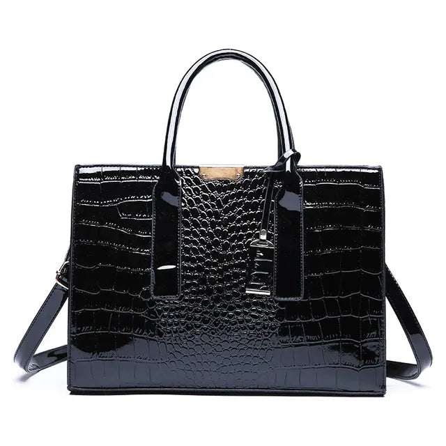 Borsa a Tracolla Donna TRIJN Nera Effetto Coccodrillo - Elegante, in Pelle Sintetica - Nero - bags borsa coccodrillo donna handbags stampa trijn Women's handbags - Concept Palermo