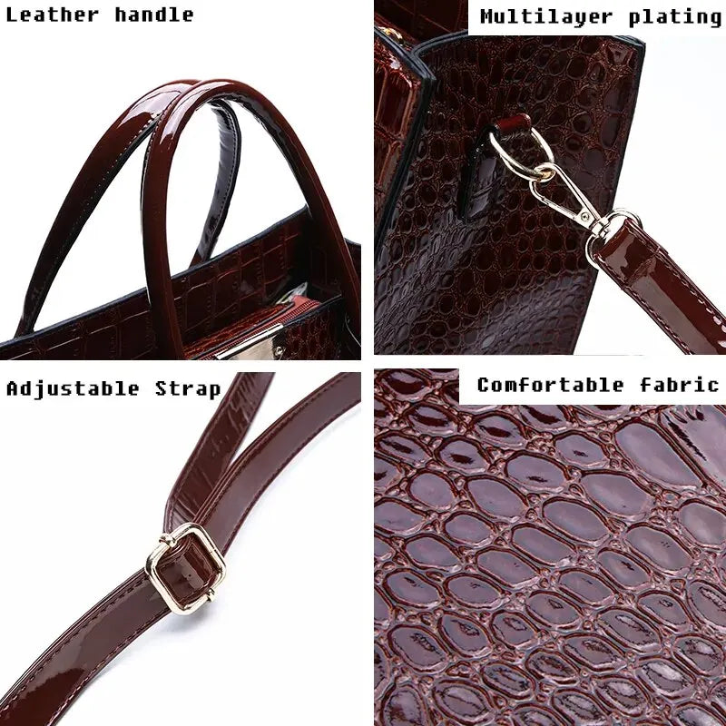 Borsa a Tracolla Donna TRIJN Nera Effetto Coccodrillo - Elegante, in Pelle Sintetica - - bags borsa coccodrillo donna handbags stampa trijn Women's handbags - Concept Palermo