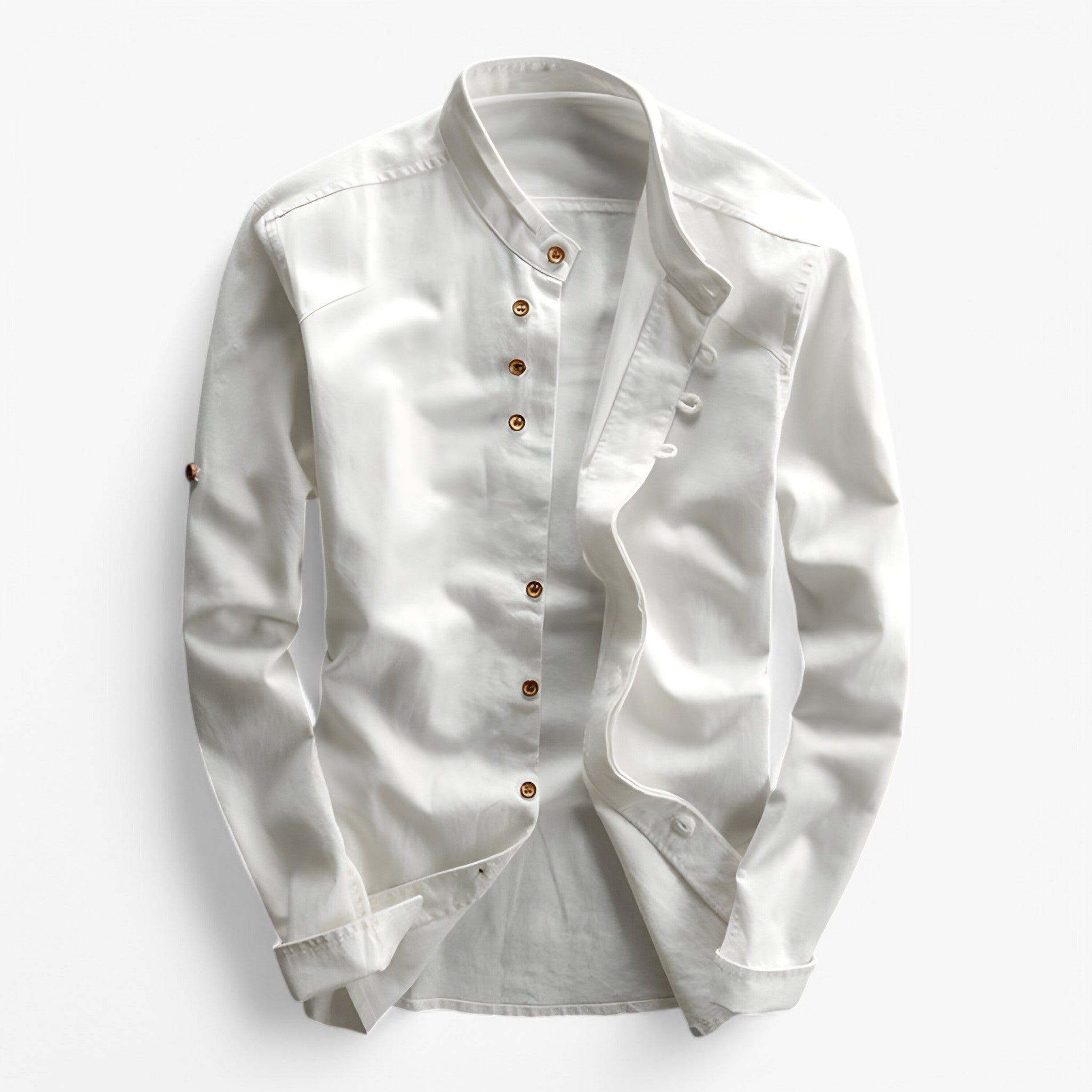Camicia Uomo Giapponese Elegante Manica Lunga in Lino Cotone Vestibilità Slim Fit - Bianco - camicia camicia stile giapponese men's top clothes stile uomo - Concept Palermo