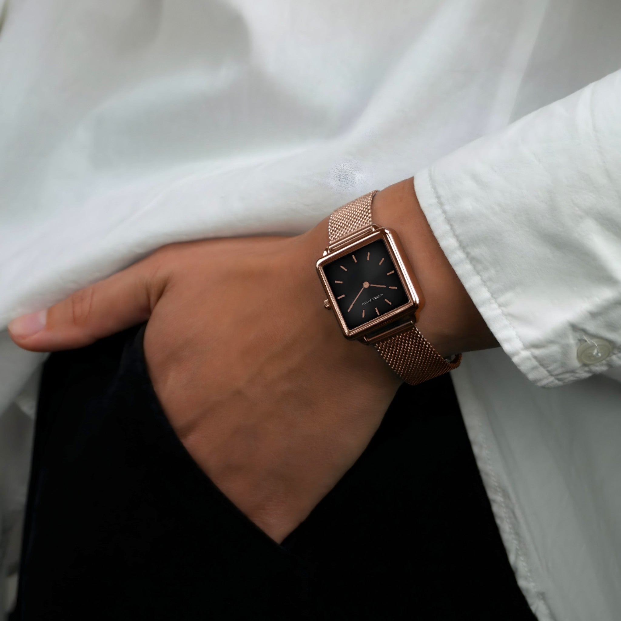 Orologio quadrato in oro rosa - Bracciale in maglia alla moda Uomo - - alla bracciale maglia moda orologio orologio quadrato quadrato rdy shop uomo - Concept Palermo