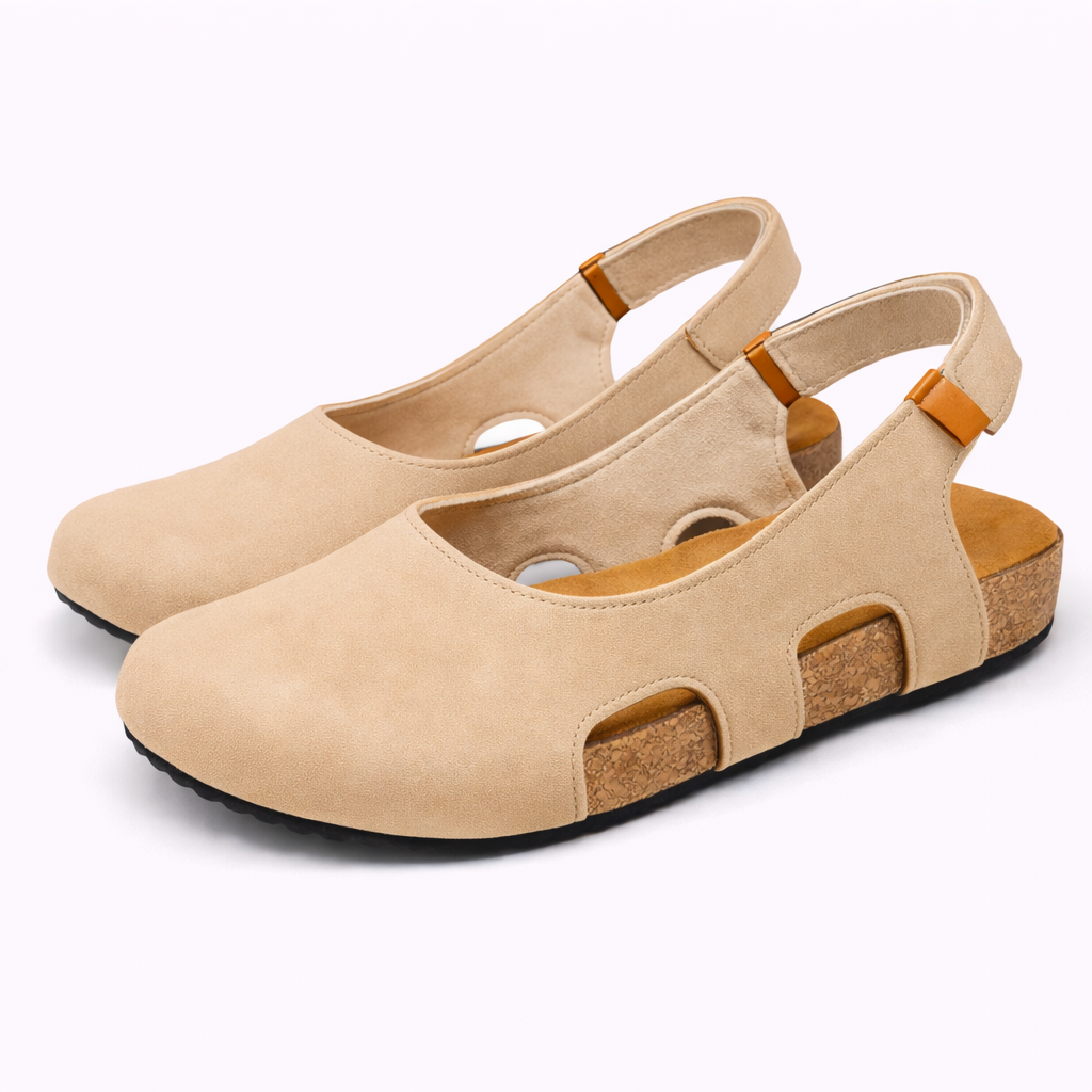 Slingback Nere Donna in Vera Pelle, Tacco 5cm, Punta Tonda: Eleganti & Comode - Beige - donna Frauen Sandalen piatta punta sandals sandlas scarpa scarpa donna slingback tonda women - Concept Palermo