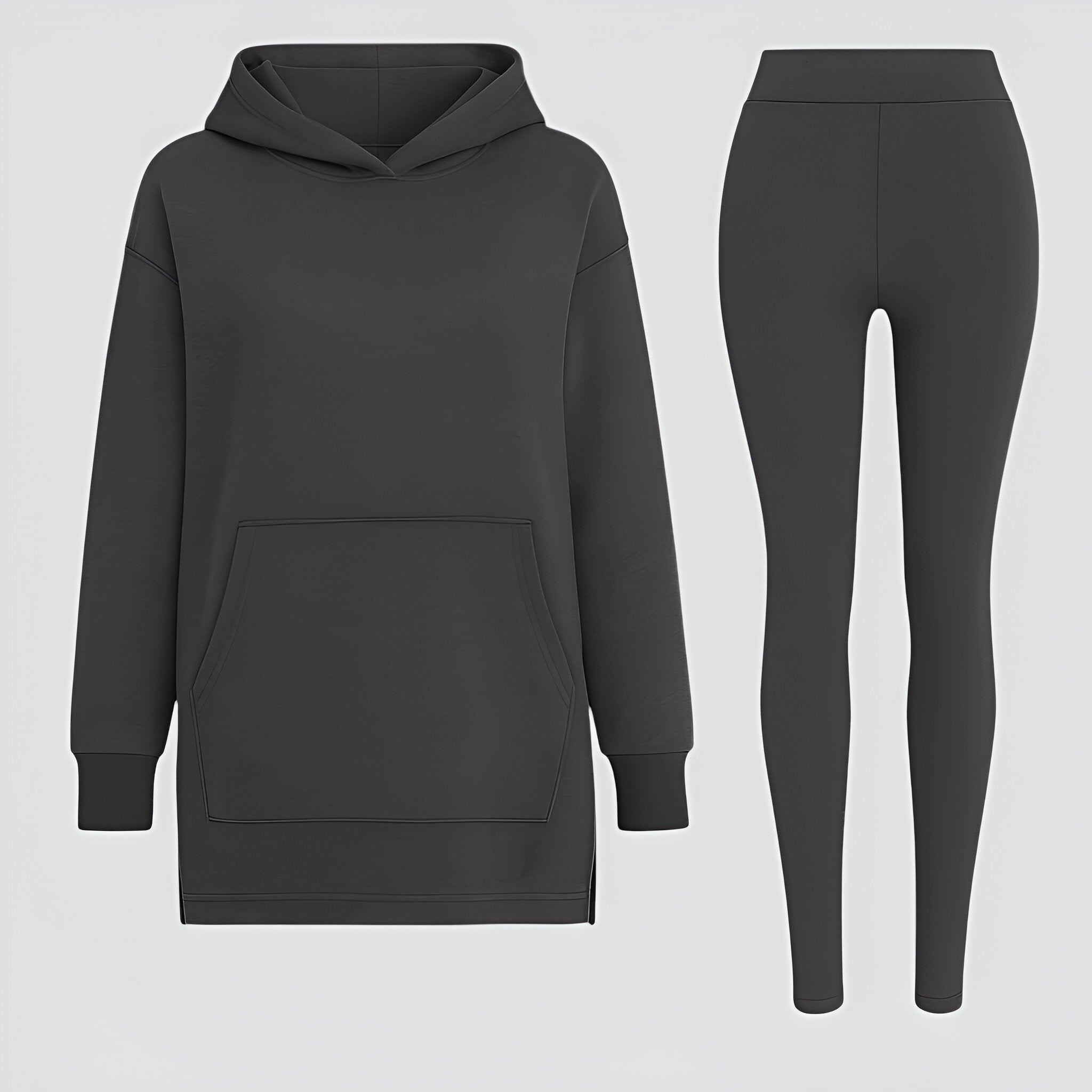 Set felpa e leggings - Comfort e Stile Senza Sforzo - Grigio Scuro - comfort felpa felpa leggings leggings Moda Senza Sforzo Outfit Casual Chic Outfit Relaxato Set Comfort Quotidiano Set Felpa con Leggings a Mezza Lunghezza Set Felpa Elegante sforzo stile women's sweater - Concept Palermo