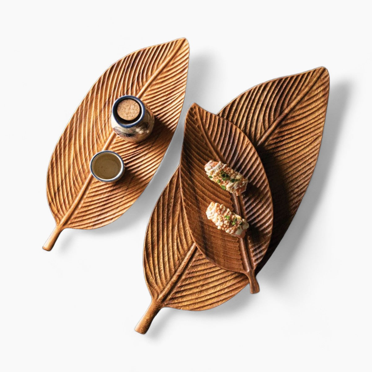 Vassoio da portata in noce scuro con design di foglie dettagliato – Trasforma il tuo intrattenimento in qualcosa di speciale - Set completo - Decor design dettagliato foglie home & garden intrattenimento Kitchen noce portata qualcosa Tableware - Concept Palermo