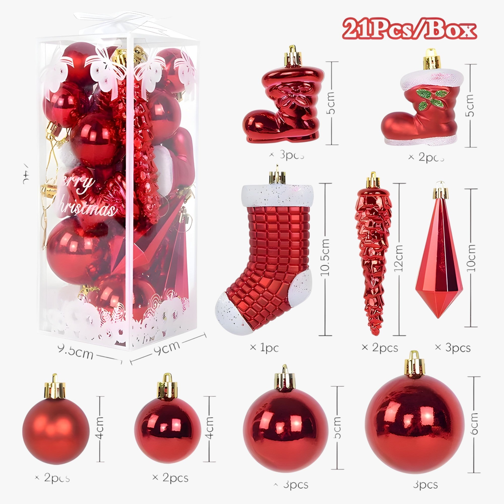 Decorazioni Albero di Natale in Cristallo - Rosso - albero atmosfera invernale cristallo decorazioni decorazioni albero decorazioni eleganti decorazioni festive decorazioni natalizie decorazioni per alberi di Natale ganci per ghiaccioli ghiaccioli trasparenti natale ornamenti in cristallo ornamenti natalizi - Concept Palermo