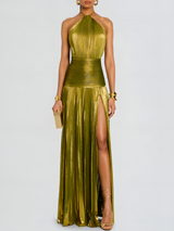 Dames maxi-jurk Thalia Peridot metallic, elegant en stralend