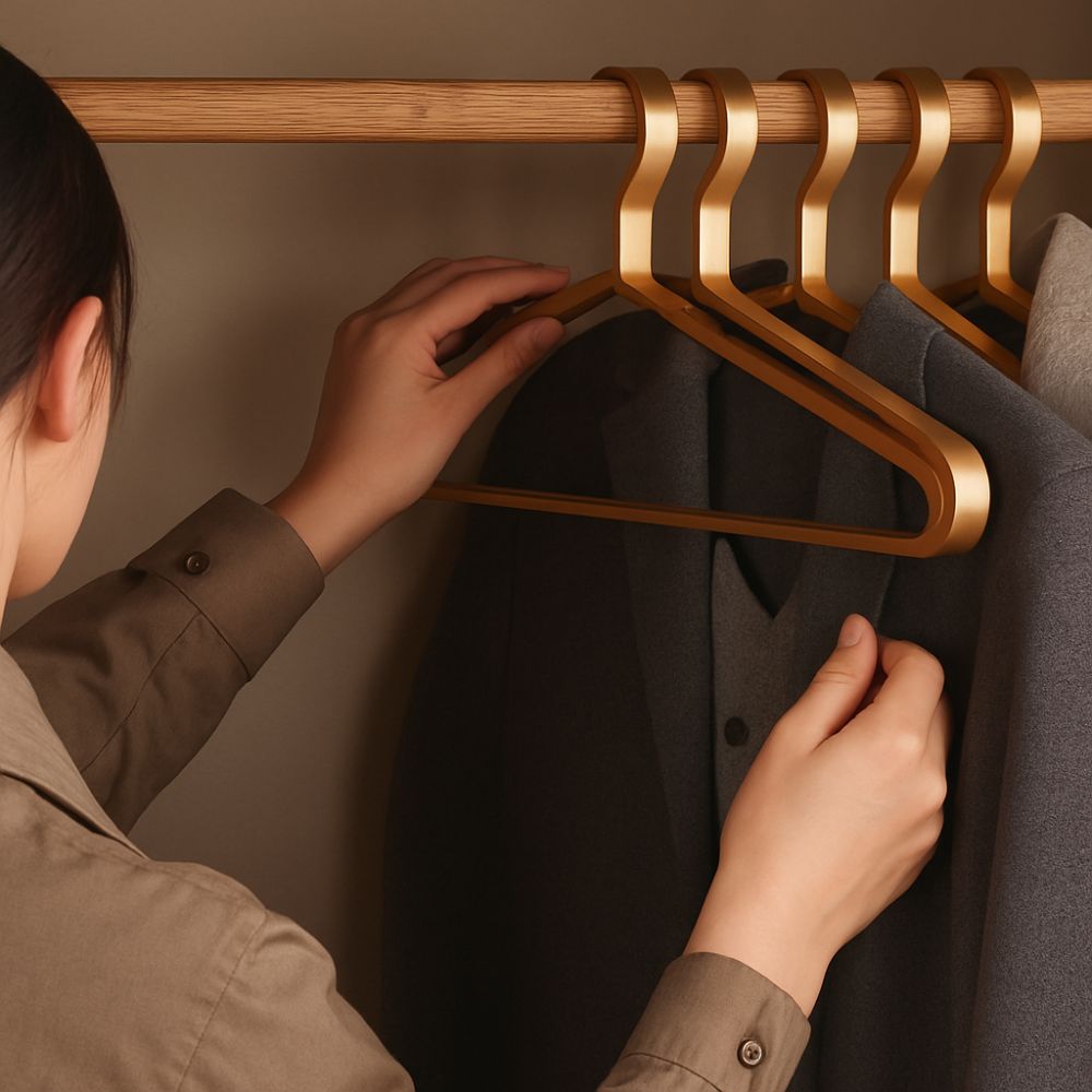 Grucce Uomo in Alluminio Slim Antiscivolo - Eleganza e Spazio - - accessori armadio antiscivolo appendiabiti uomo design slim grucce alluminio organizzazione guardaroba salvaspazio - Givera