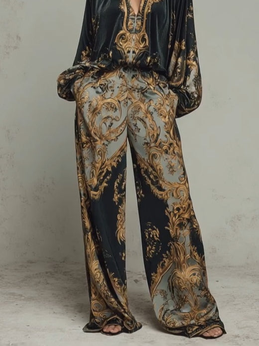 Insieme donna con motivi floreali, ideale per l'estate o le occasioni casual. - - confort maison coupe ample cross-from-marche-lino-15883835670877 design baroque ensemble ensemble deux pièces ensemble femme ensemble élégant femme floraux mode pratique motifs motifs floraux New-google style sophistiqué tailles disponibles tenue décontractée variété de couleurs vêtements pour femmes - Concept Palermo