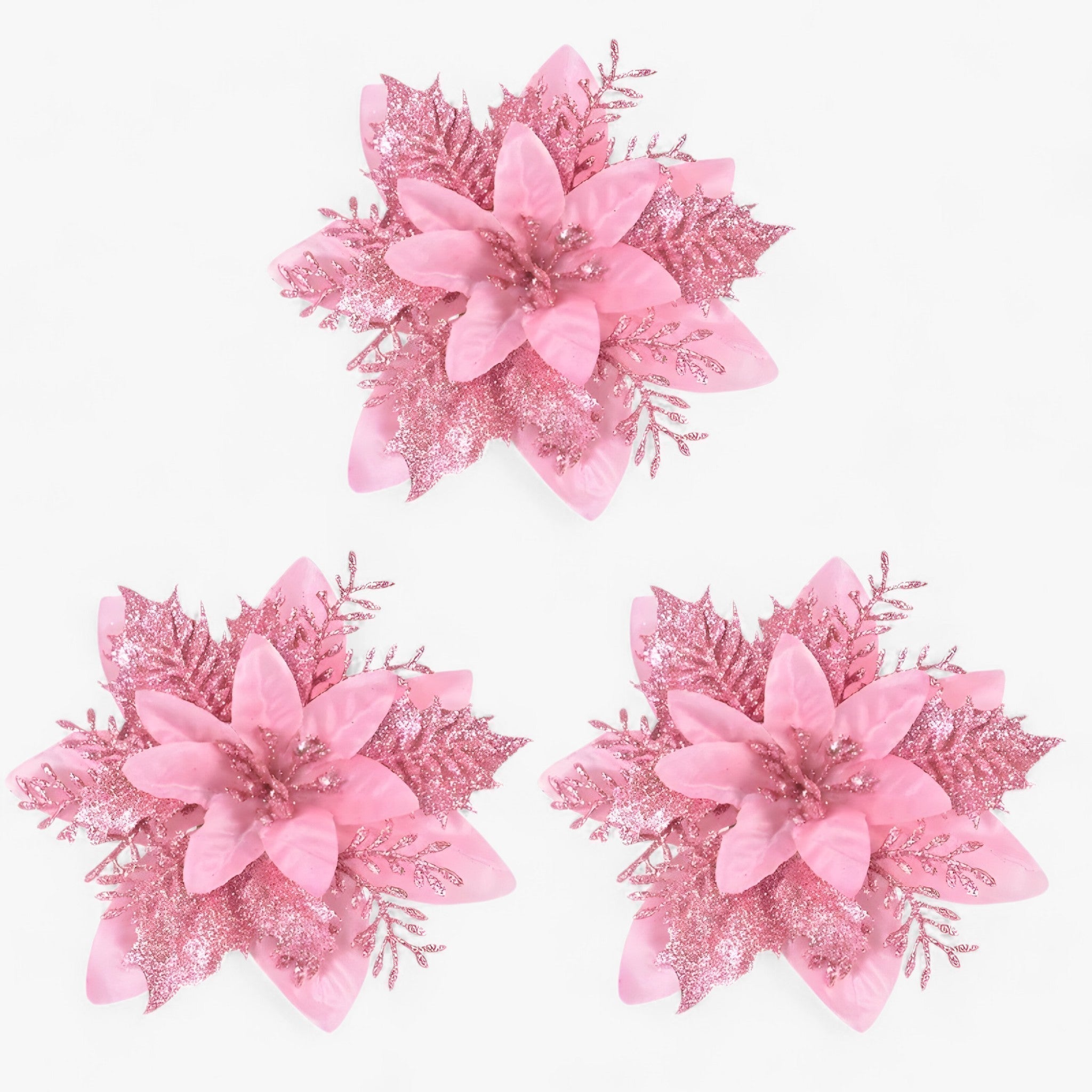 Fiori di Natale Scintillanti Decorativi - Rosa - arredamento festivo atmosfera festosa decorativi decorazione casa decorazione natalizia decorazione per esterni decorazione per interni decorazioni scintillanti fiori fiori decorativi fiori di Natale fiori natale natale piante e fiori artificiali regalo di Natale scintillanti - Concept Palermo