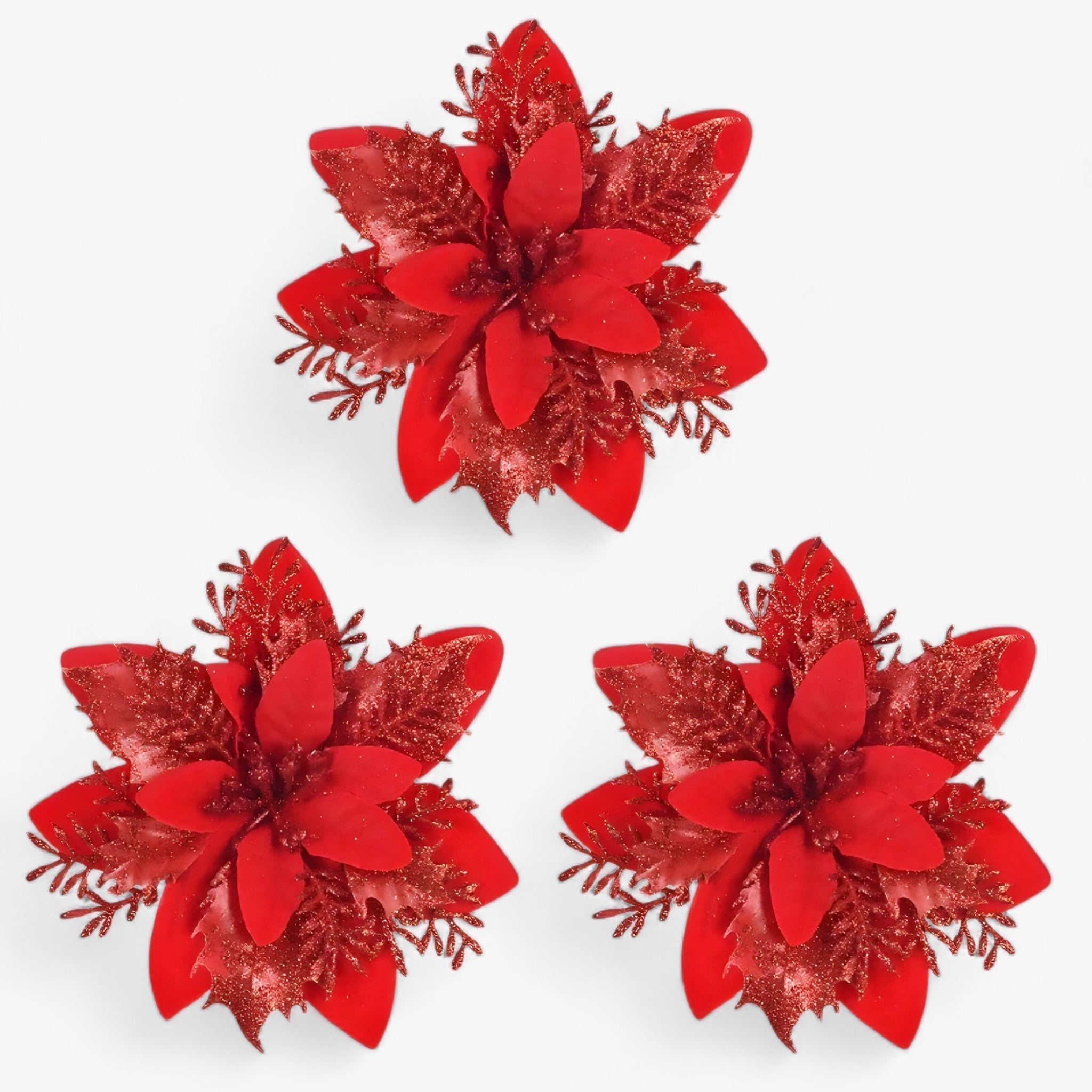 Fiori di Natale Scintillanti Decorativi - Rosso - arredamento festivo atmosfera festosa decorativi decorazione casa decorazione natalizia decorazione per esterni decorazione per interni decorazioni scintillanti fiori fiori decorativi fiori di Natale fiori natale natale piante e fiori artificiali regalo di Natale scintillanti - Concept Palermo