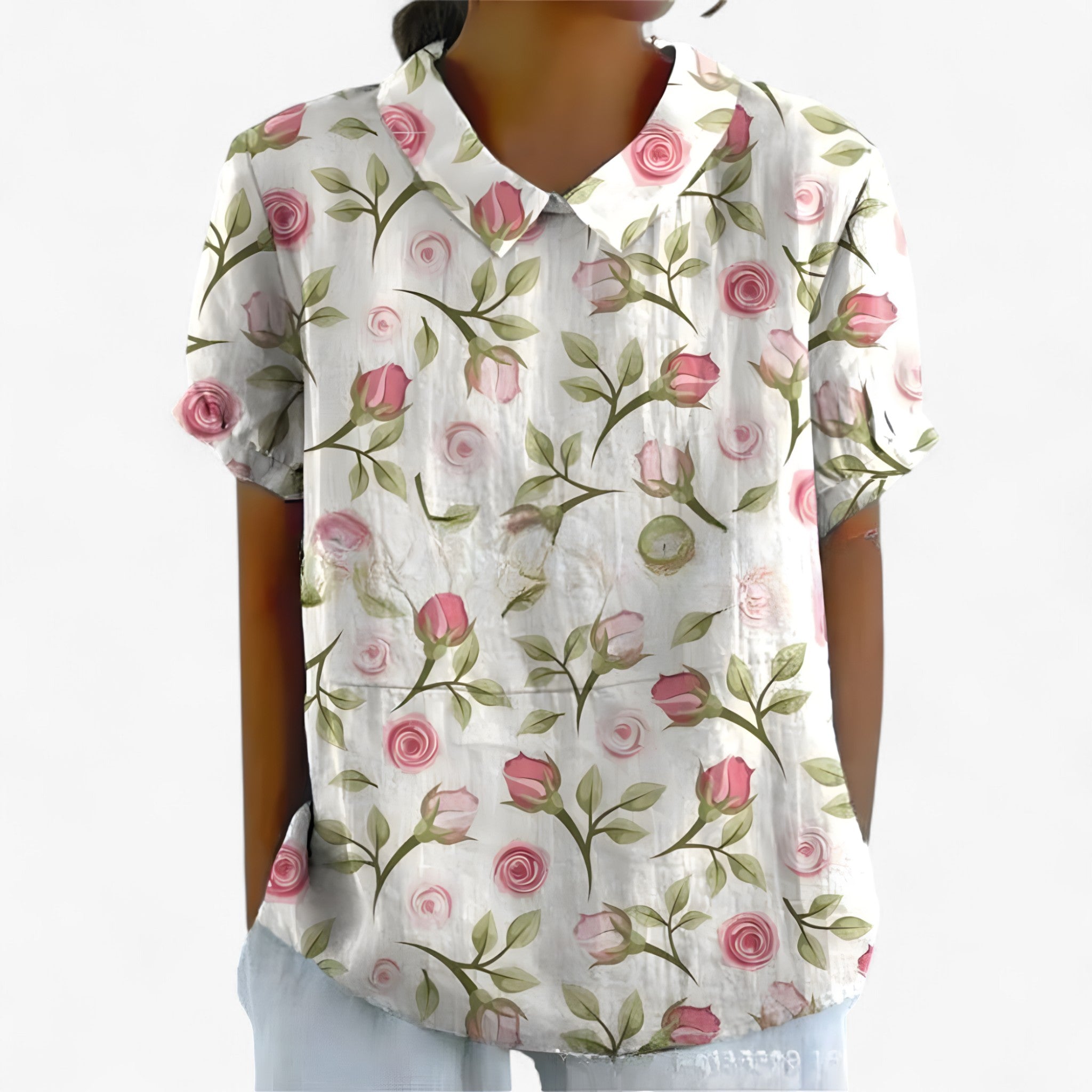Camicia Stampata Elegante da Donna in Viscosa con Motivo Floreale - Stampa floreale bianca - camicia camicia stampata stampata women's top clothes - Concept Palermo