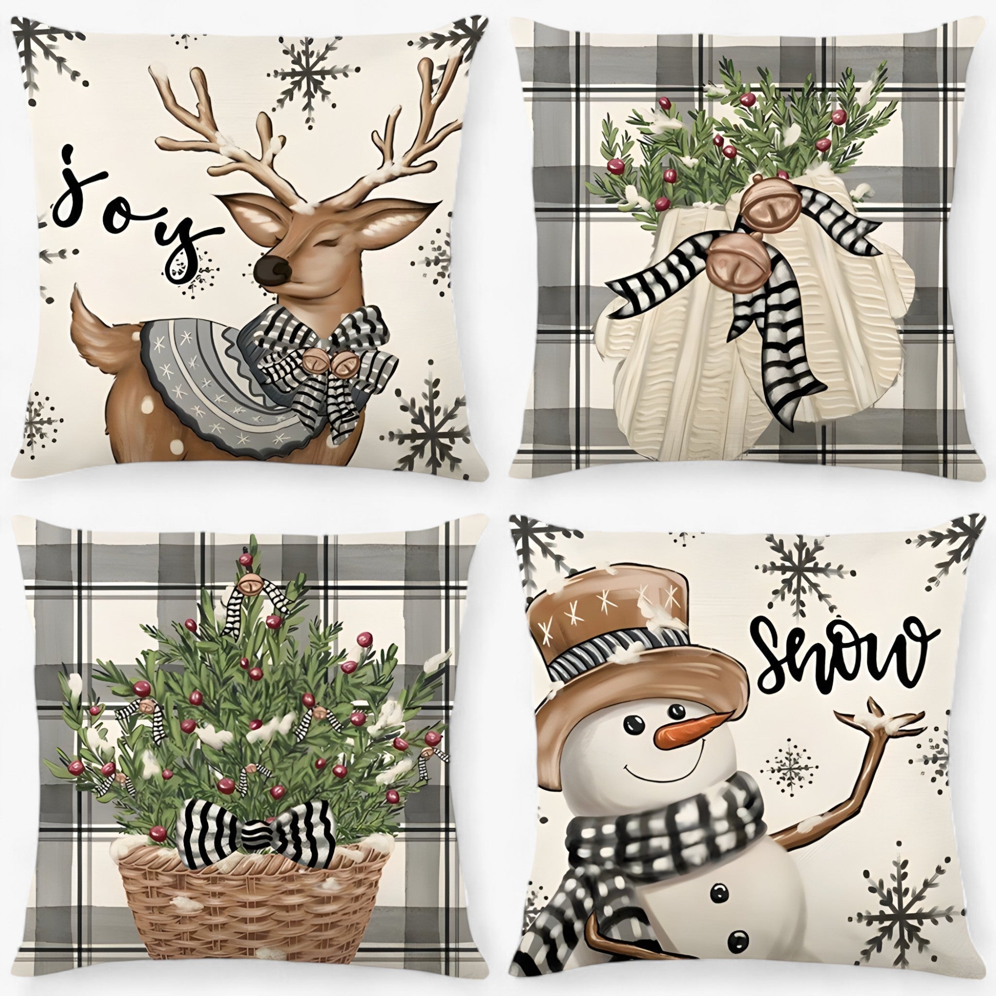 Fodera per Cuscino Natalizia in Lino - 1 - accessori casa cuscino cuscino decorativo cuscino elegante decorazione festiva decorazione interna design festivo festività natalizie fodera fodera cuscino fodere per cuscini home decor lino lino natalizio natalizia - Concept Palermo