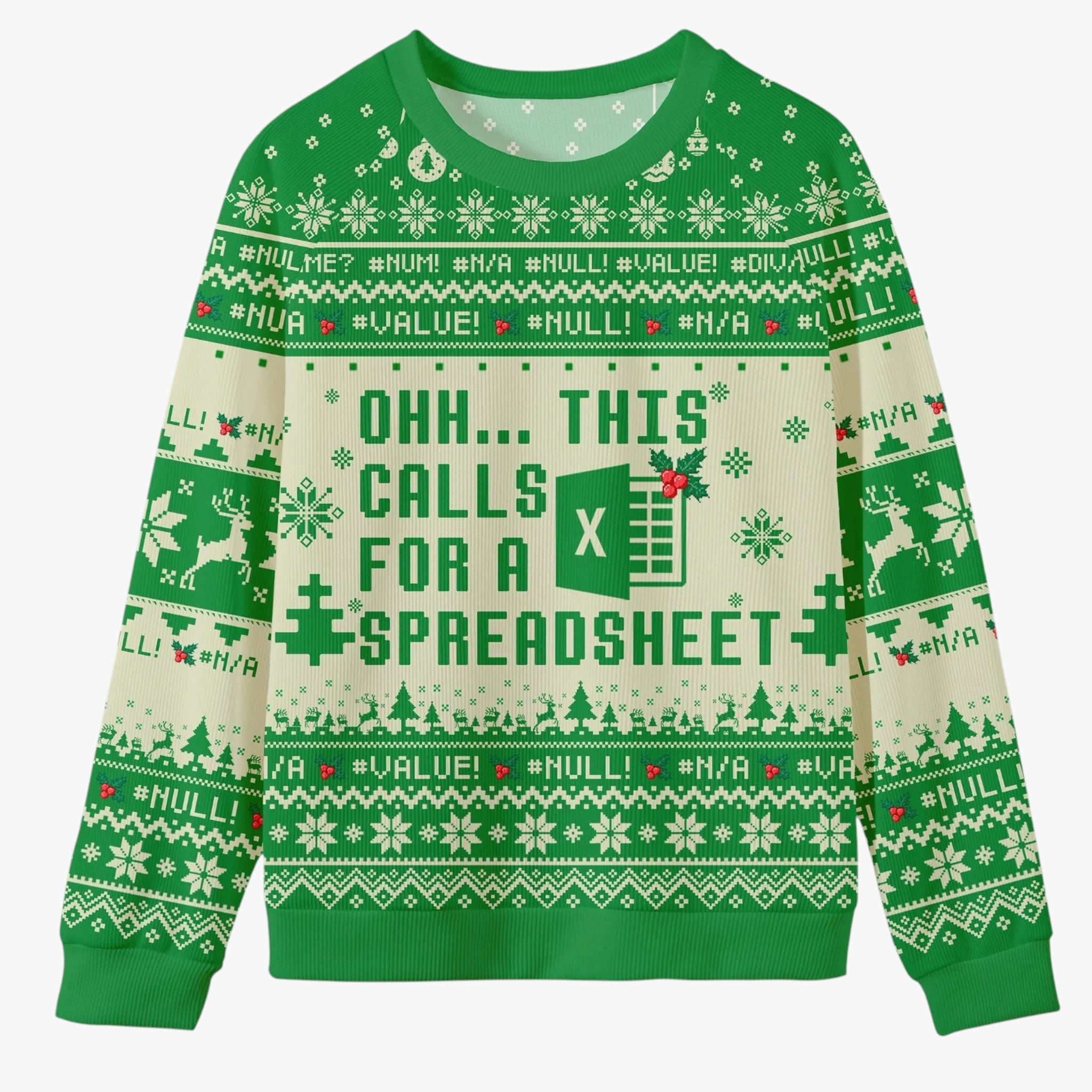 Maglione di Natale Accogliente per Donna - per Analisti di Dati durante le Feste - Verde - 3D-geprint accogliente analisti comfortabele pasvorm creatief ontwerp data-analist data-analyse cadeau dati donna durante Excel cadeau feestdagen kleding feste kerstcadeau kersttrui lelijke kersttrui maglione maglione natale - Concept Palermo
