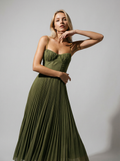 Vestido plisado elegante para mujer con tirantes finos - Vestido midi de verano