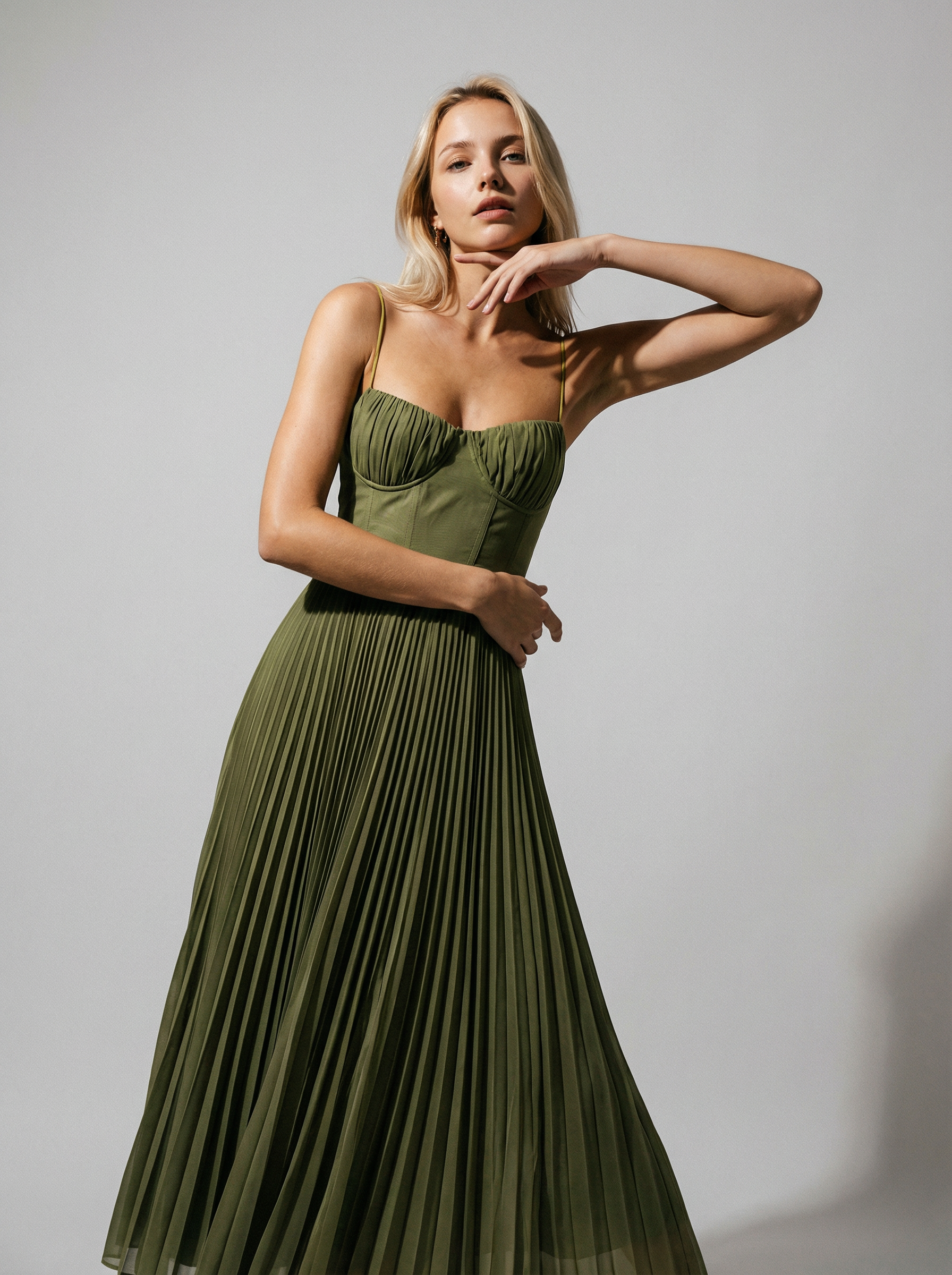 Abito Donna plissettato elegante con spalline sottili - Vestito midi estivo - - abito abito plissettato donna DRESS Dresses female dress jurken Maxi Dresses plissettato sottili spalline - Concept Palermo