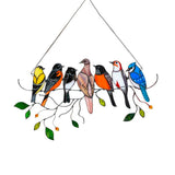 Rode Vogel Zonvanger van Gekleurd Glas, Handgemaakte Raamdecoratie