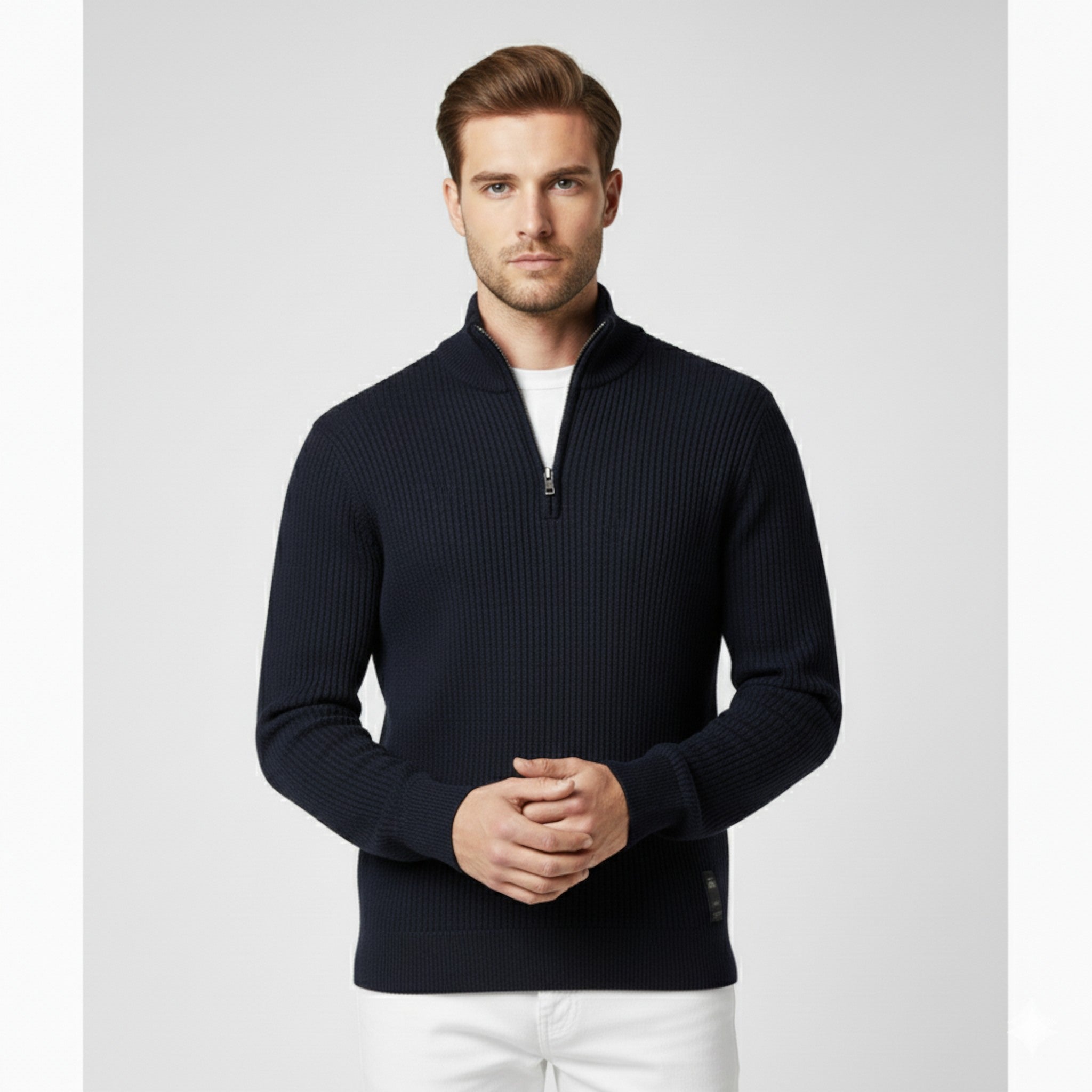 Maglione da Uomo con Mezza Zip Cotone - - Clothes clothes men Clothing cotone maglione maglione uomo men's top clothes mezza Sweater sweater men sweaters uomo - Concept Palermo