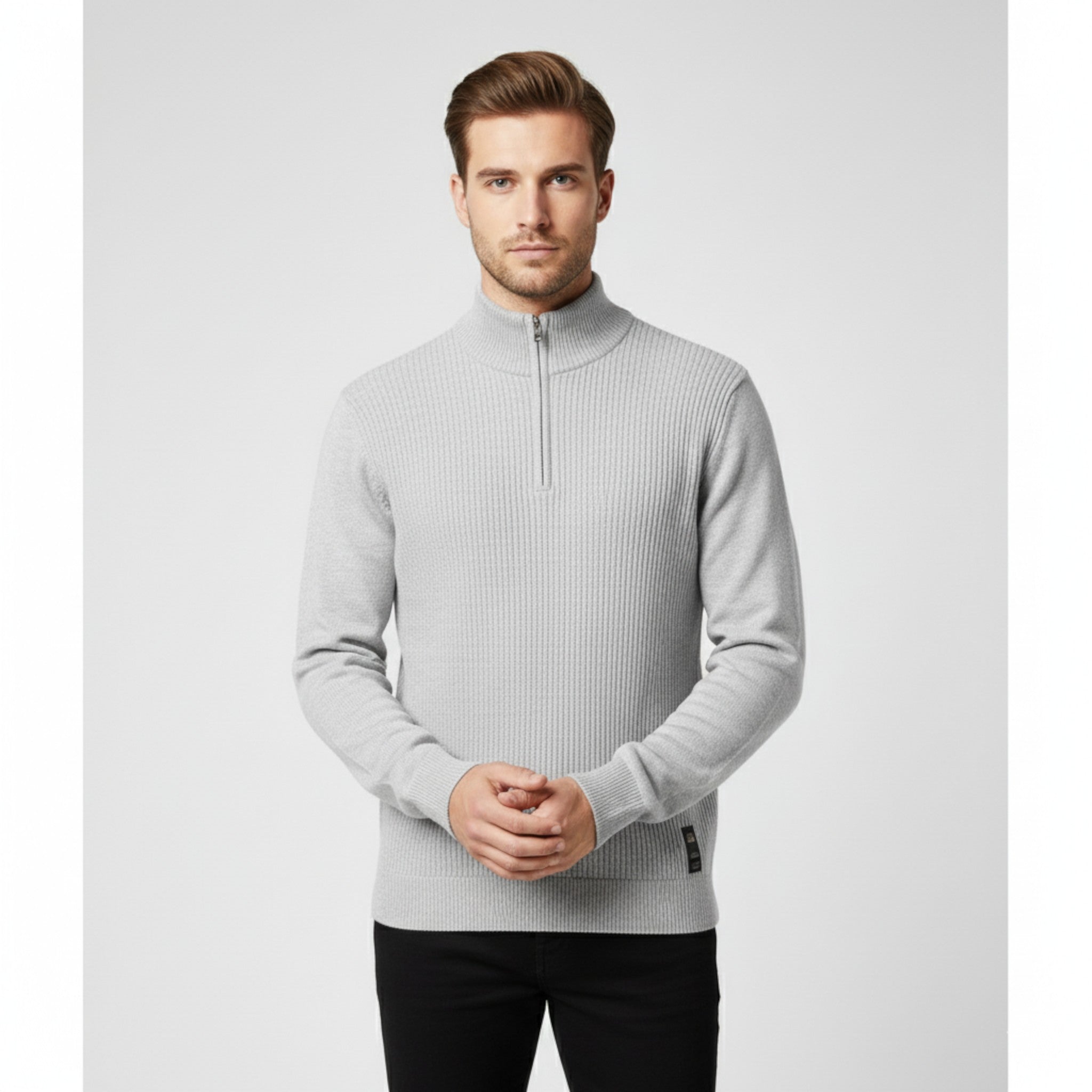 Maglione da Uomo con Mezza Zip Cotone - - Clothes clothes men Clothing cotone maglione maglione uomo men's top clothes mezza Sweater sweater men sweaters uomo - Concept Palermo