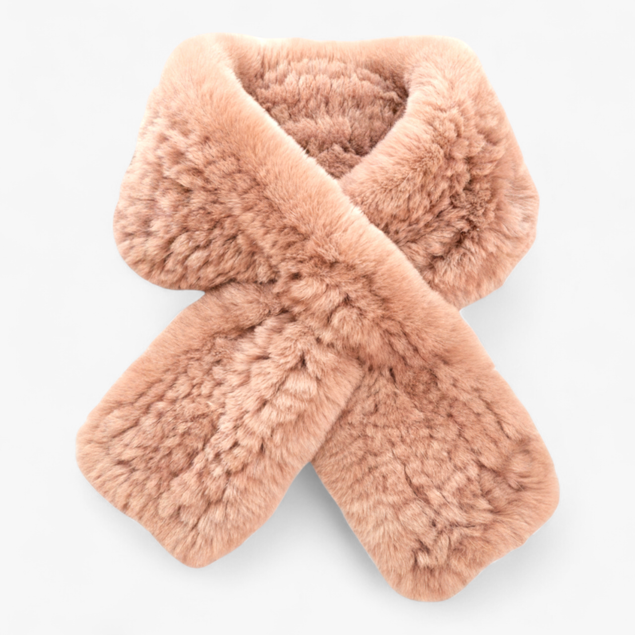 Sciarpa di Pelliccia per Donne - Rosa Beige Lunghezza 88cm - accessorio elegante donne moda invernale pelliccia pelliccia di coniglio rex sciarpa sciarpa calda sciarpa corta sciarpa di lusso sciarpa di pelliccia sciarpa invernale sciarpa naturale sciarpa pelliccia sciarpe - Concept Palermo