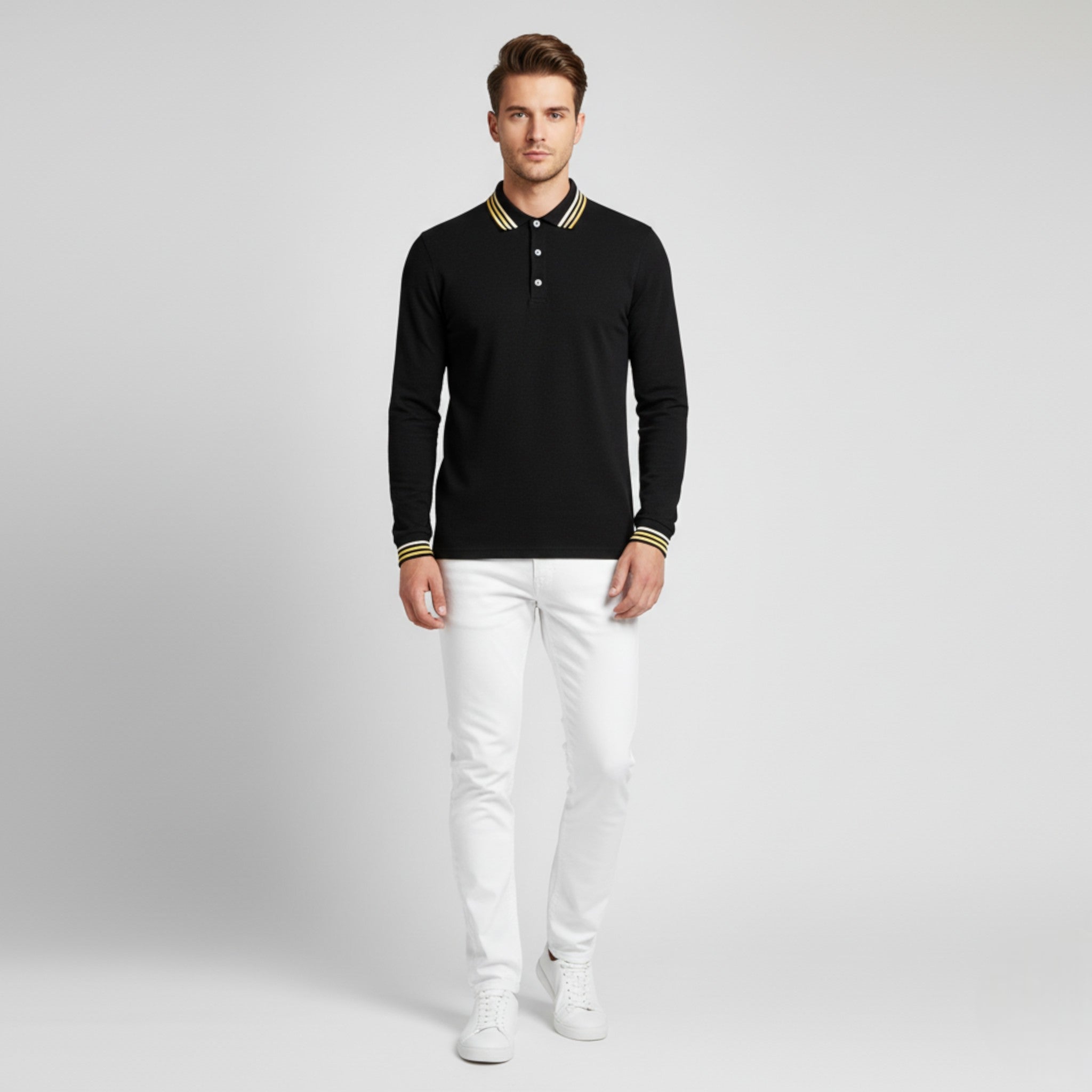 Maglietta Polo da Uomo a Maniche Lunghe - - lunghe maglietta maglietta polo maniche men's sweater polo uomo - Concept Palermo