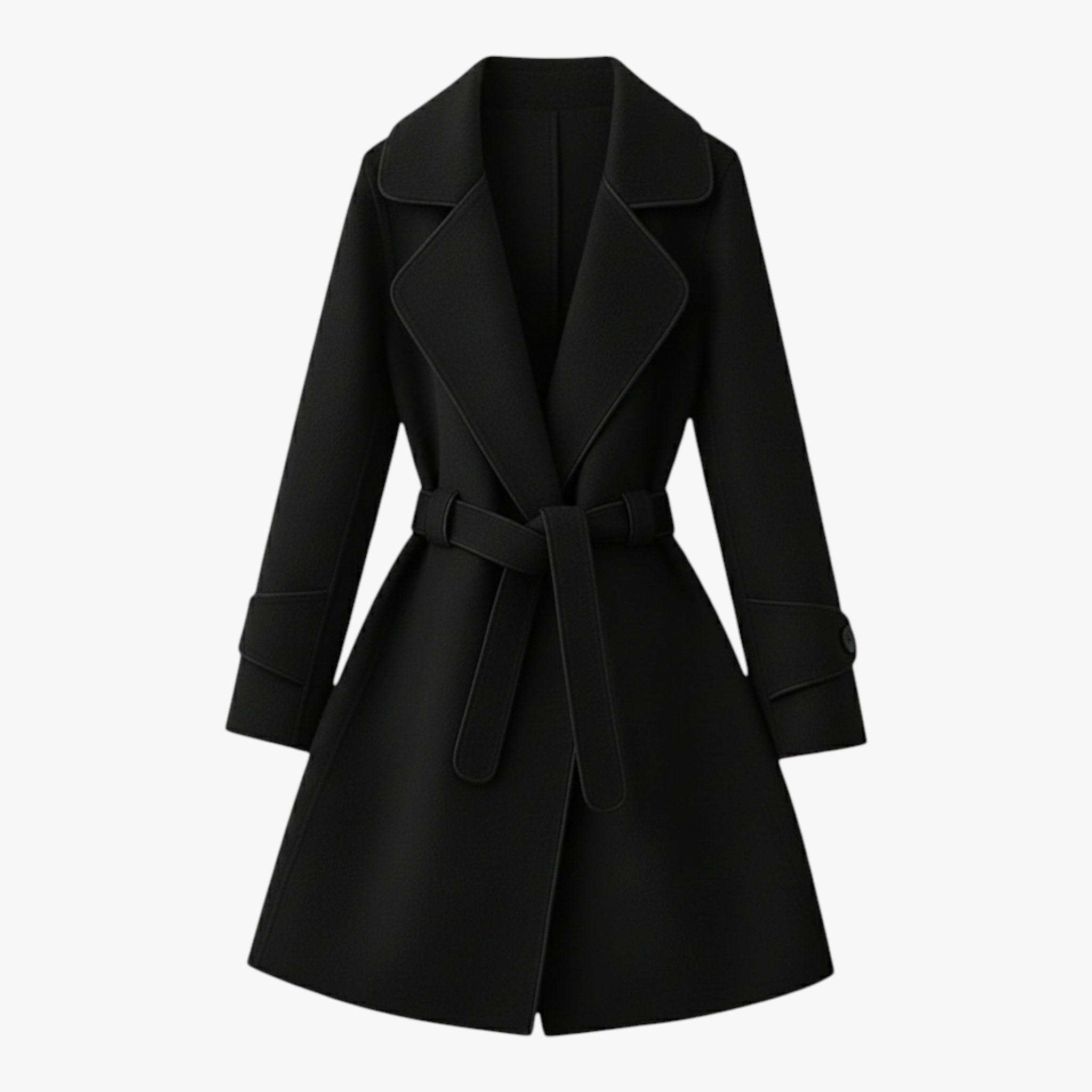 Giacca Invernale Donna con Cintura - Nero - capispalla cappotti autunno inverno cappotti con cintura cappotti e giacche da donna cardigan cintura donna giacca giacca invernale giacche da donna giacche eleganti invernale moda femminile soprabito elegante - Concept Palermo