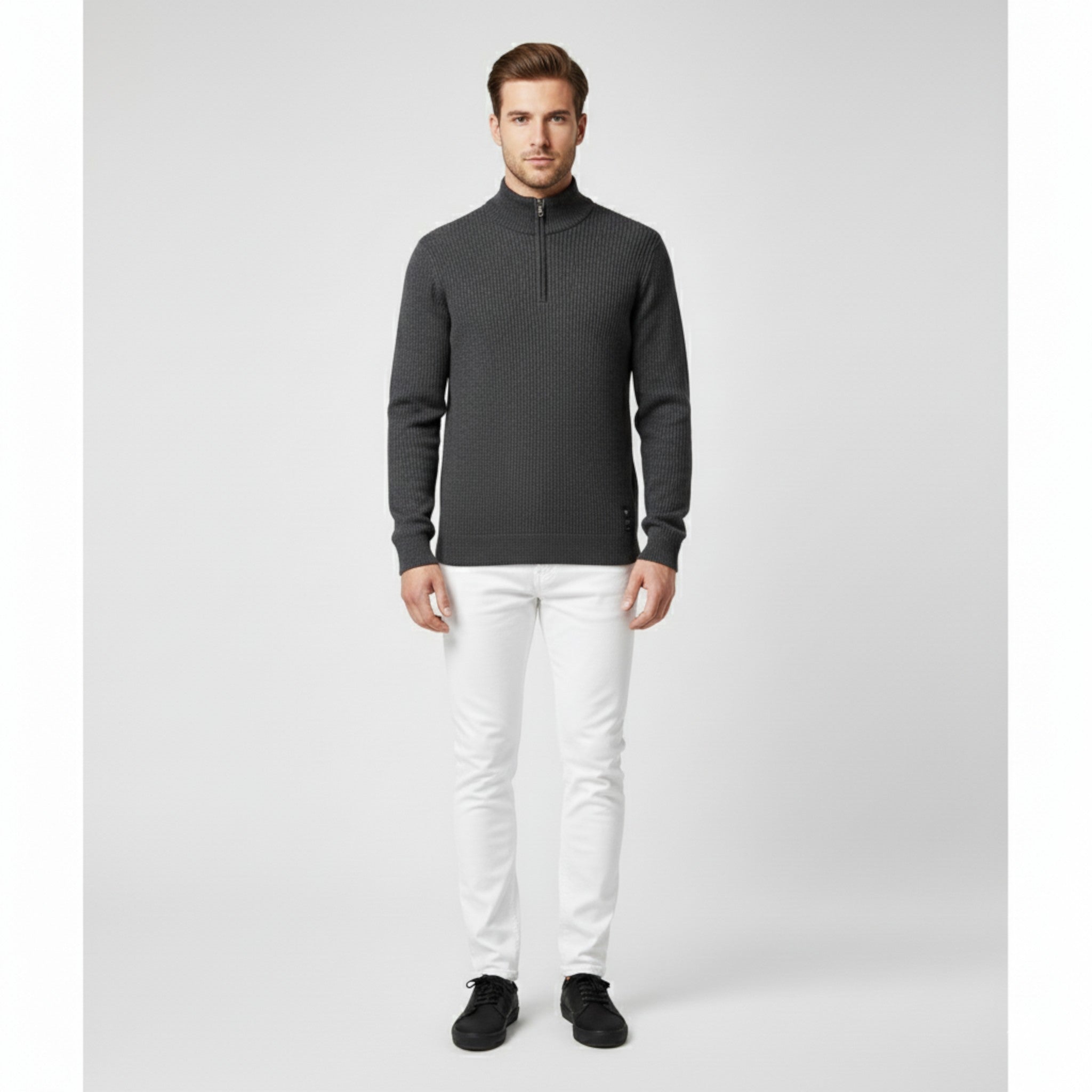 Maglione da Uomo con Mezza Zip Cotone - - Clothes clothes men Clothing cotone maglione maglione uomo men's top clothes mezza Sweater sweater men sweaters uomo - Concept Palermo
