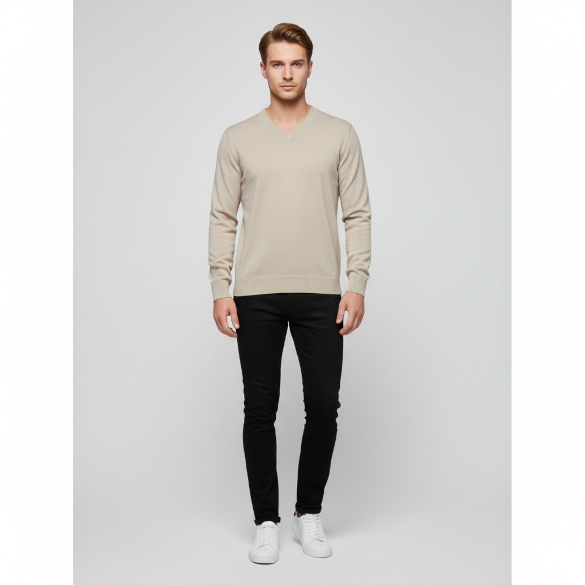 Maglione da Uomo con Scollo a V Cotone - - cotone maglione maglione uomo scollo Sweater uomo - Concept Palermo