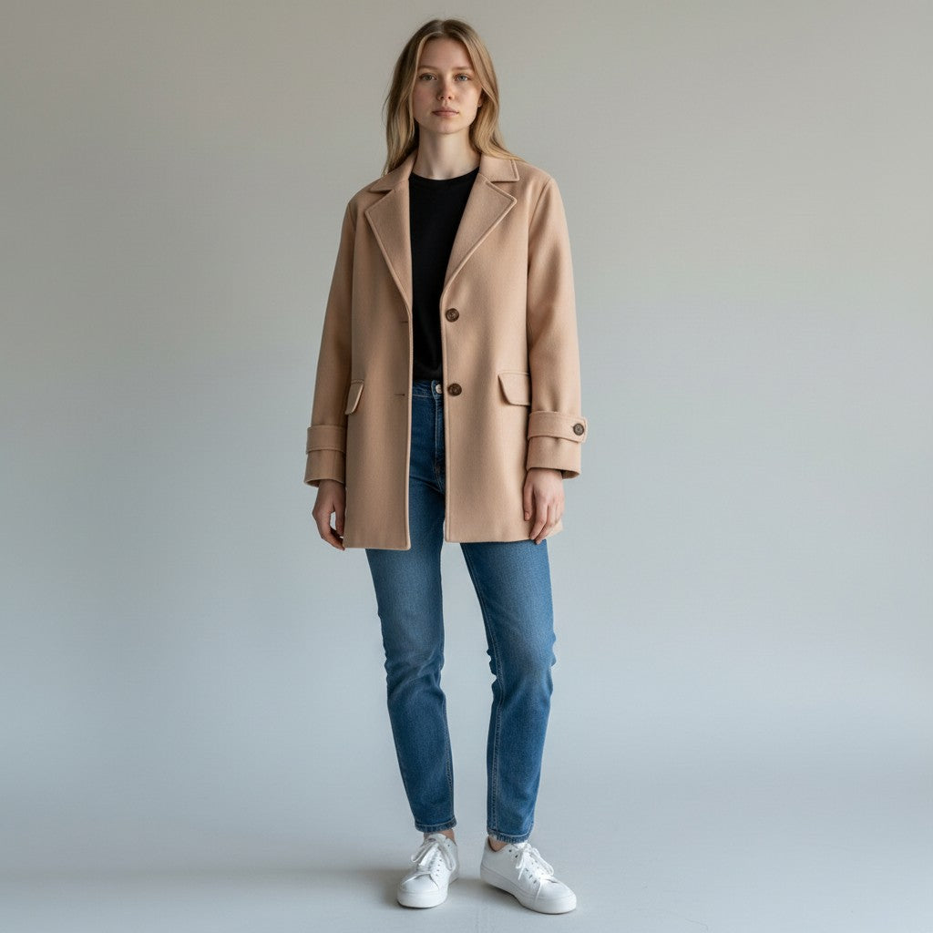 Giacca Invernale Donna con Collo Tailored - - abbinamenti chic autunno inverno collo collo tailored design con bottoni donna giacca giacca casual giacca da donna giacca elegante giacca invernale giacche da donna invernale maniche lunghe materiale dacron stile versátil tailored - Concept Palermo