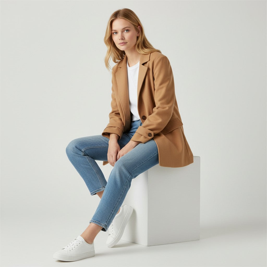 Giacca Invernale Donna con Collo Tailored - - abbinamenti chic autunno inverno collo collo tailored design con bottoni donna giacca giacca casual giacca da donna giacca elegante giacca invernale giacche da donna invernale maniche lunghe materiale dacron stile versátil tailored - Concept Palermo