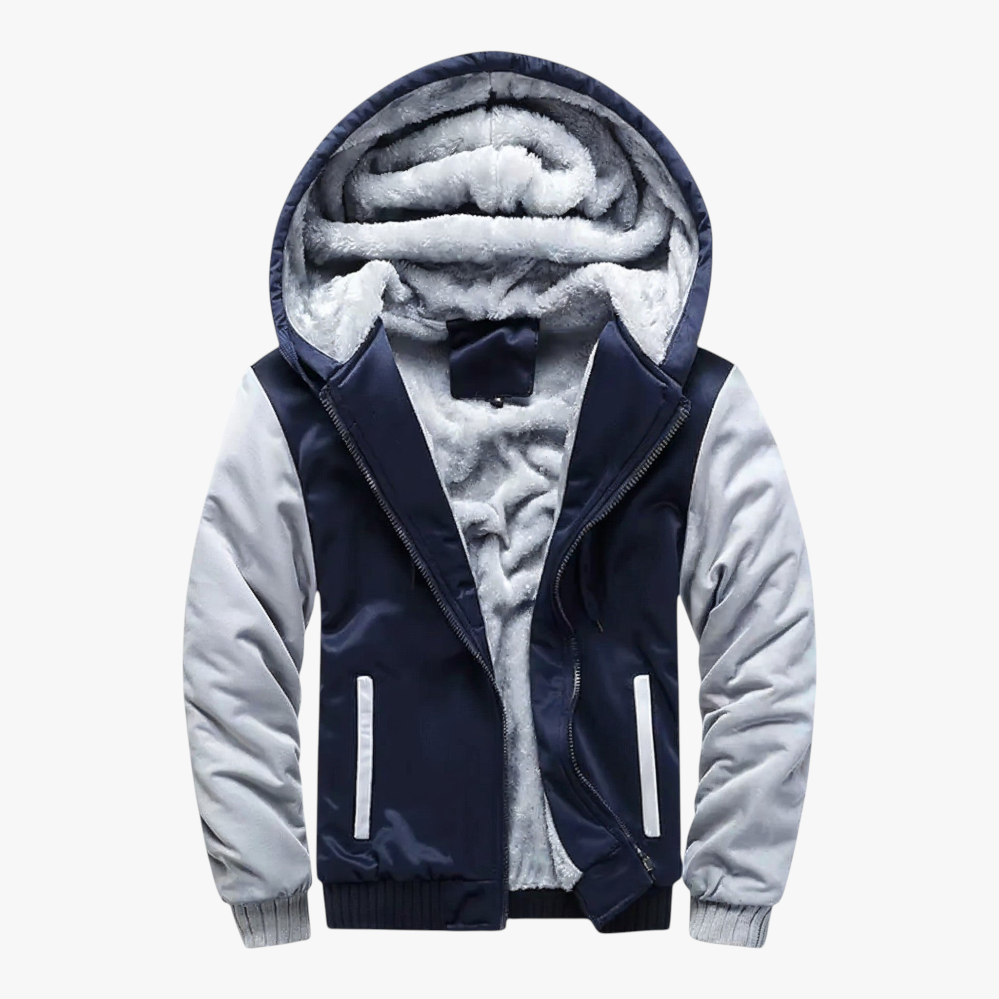 Giacca Invernale Uomo Con Cappuccio Pile - Grigio Blu - abbigliamento sportivo cappuccio giacca giacca calda giacca casual giacca con cappuccio giacca da uomo giacca in pile giacca invernale giacca per attività all'aperto giubbotti da uomo invernale pile pile morbido uomo - Concept Palermo
