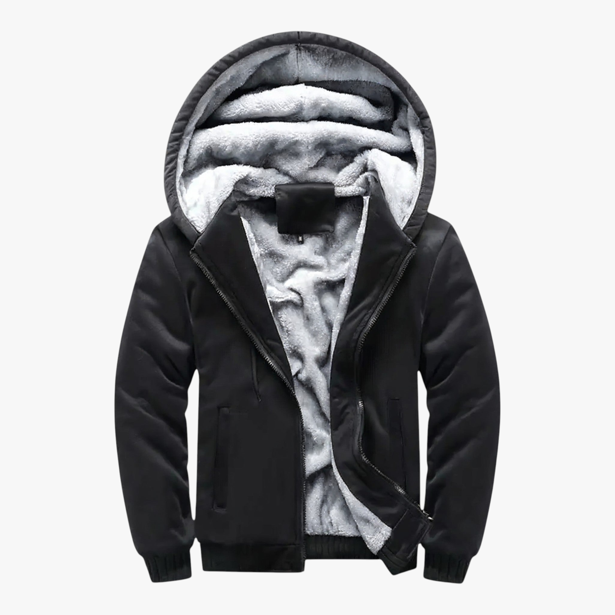 Giacca Invernale Uomo Con Cappuccio Pile - Nero - abbigliamento sportivo cappuccio giacca giacca calda giacca casual giacca con cappuccio giacca da uomo giacca in pile giacca invernale giacca per attività all'aperto giubbotti da uomo invernale pile pile morbido uomo - Concept Palermo