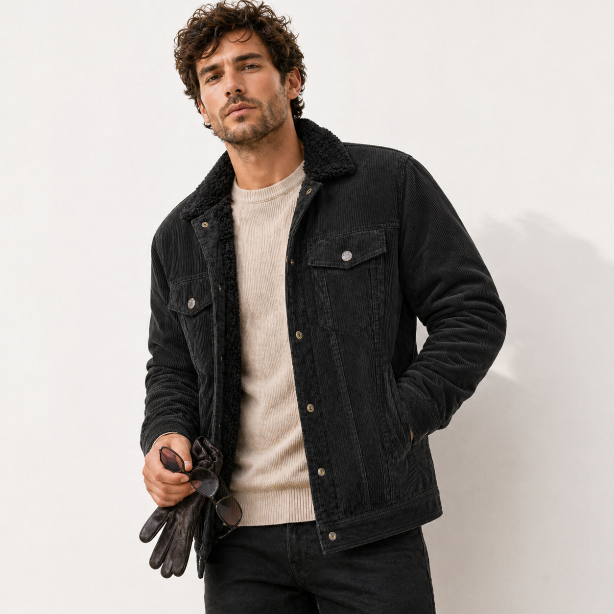 Giacca Uomo Vintage Velluto a Costine Marrone - Stile Classico e Comfort - Grigio - abbigliamento primavera costine giacca giacca autunno giacca elegante giacca must-have giacca uomo giubbotti da uomo guardaroba versatile look formale stile classico stile pratico tessuto di qualità uomo velluto velluto a costine vintage - Concept Palermo