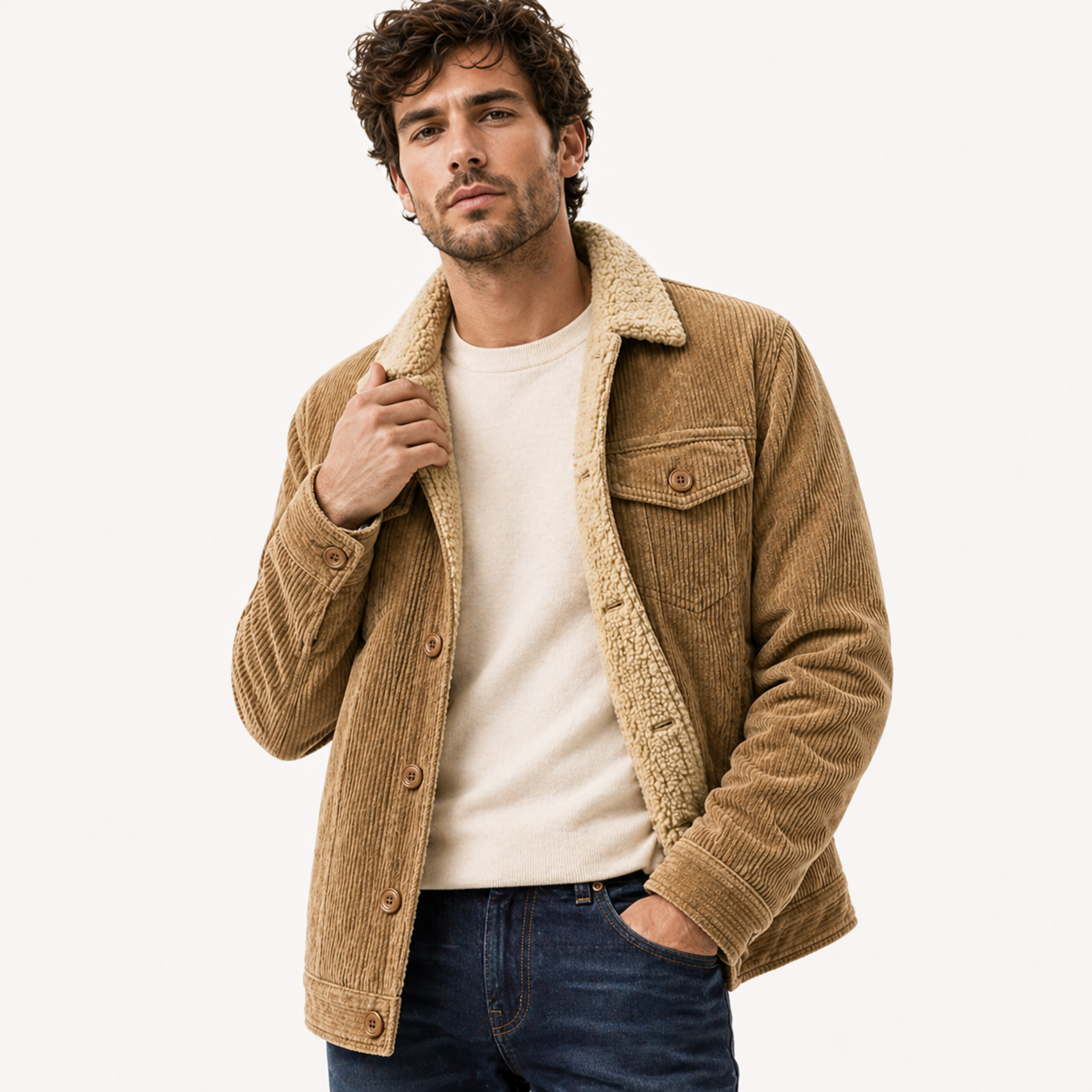 Giacca Uomo Vintage Velluto a Costine Marrone - Stile Classico e Comfort - Khaki - abbigliamento primavera costine giacca giacca autunno giacca elegante giacca must-have giacca uomo giubbotti da uomo guardaroba versatile look formale stile classico stile pratico tessuto di qualità uomo velluto velluto a costine vintage - Concept Palermo