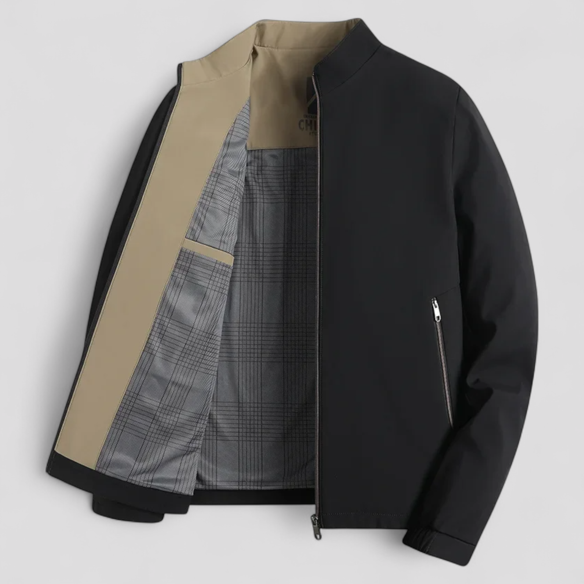 Giacca Uomo Casual Leggera per Primavera Autunno, Elegante e Confortevole - Nero - abbigliamento casual abbigliamento stagionale autunno casual giacca giacca alta qualità giacca autunno giacca collo stand giacca elegante giacca primavera giacca uomo giacca versatile giubbotti da uomo primavera uomo - Concept Palermo