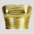 Top corto bustier dorado vintage sin tirantes para mujer
