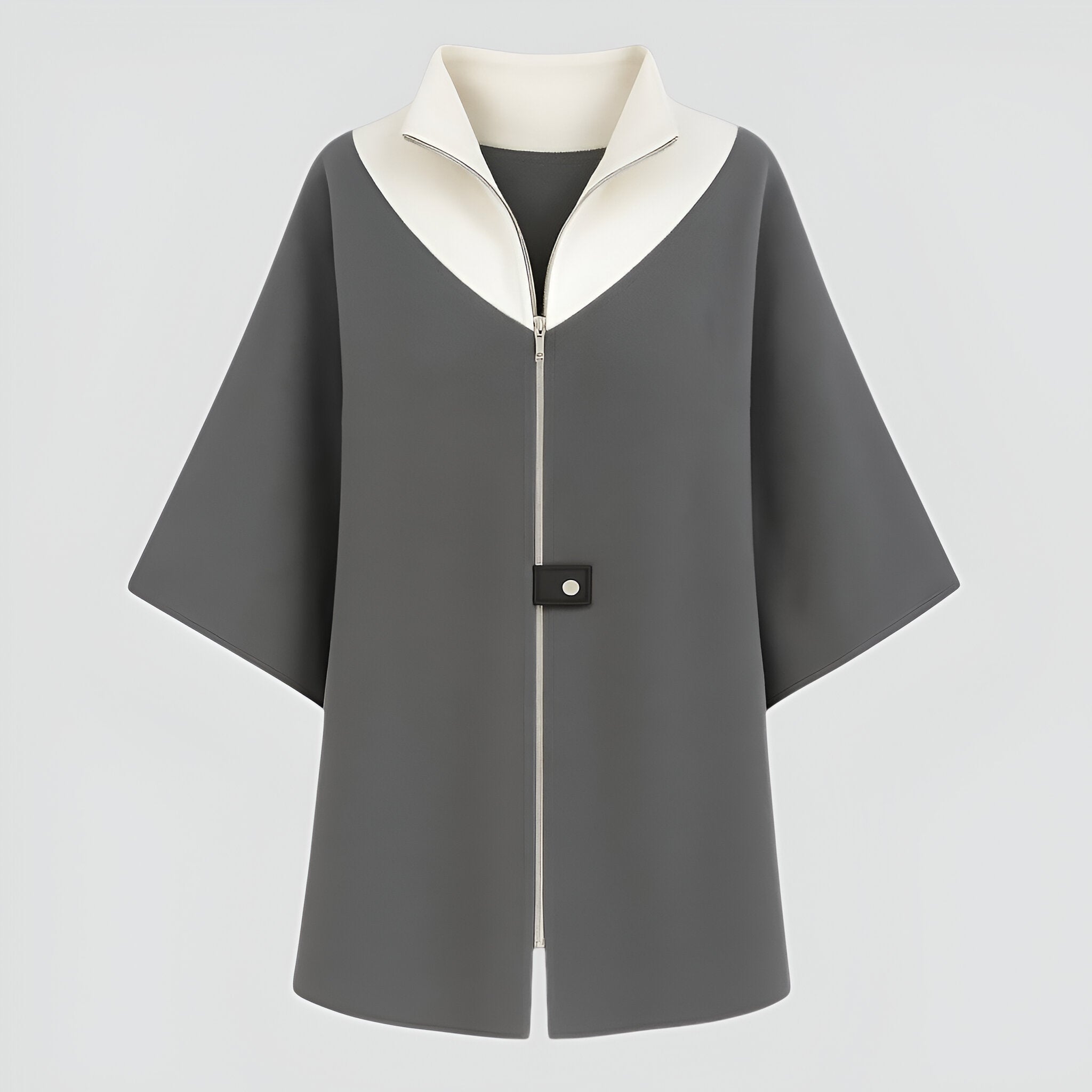 Cappotto donna in lana con zip - Grigio - cappotto cappotto donna donna lana Mode féminine Veste avec zip Veste bicolore Veste casual chic Veste col montant women's top clothes Élégante et confortable - Concept Palermo