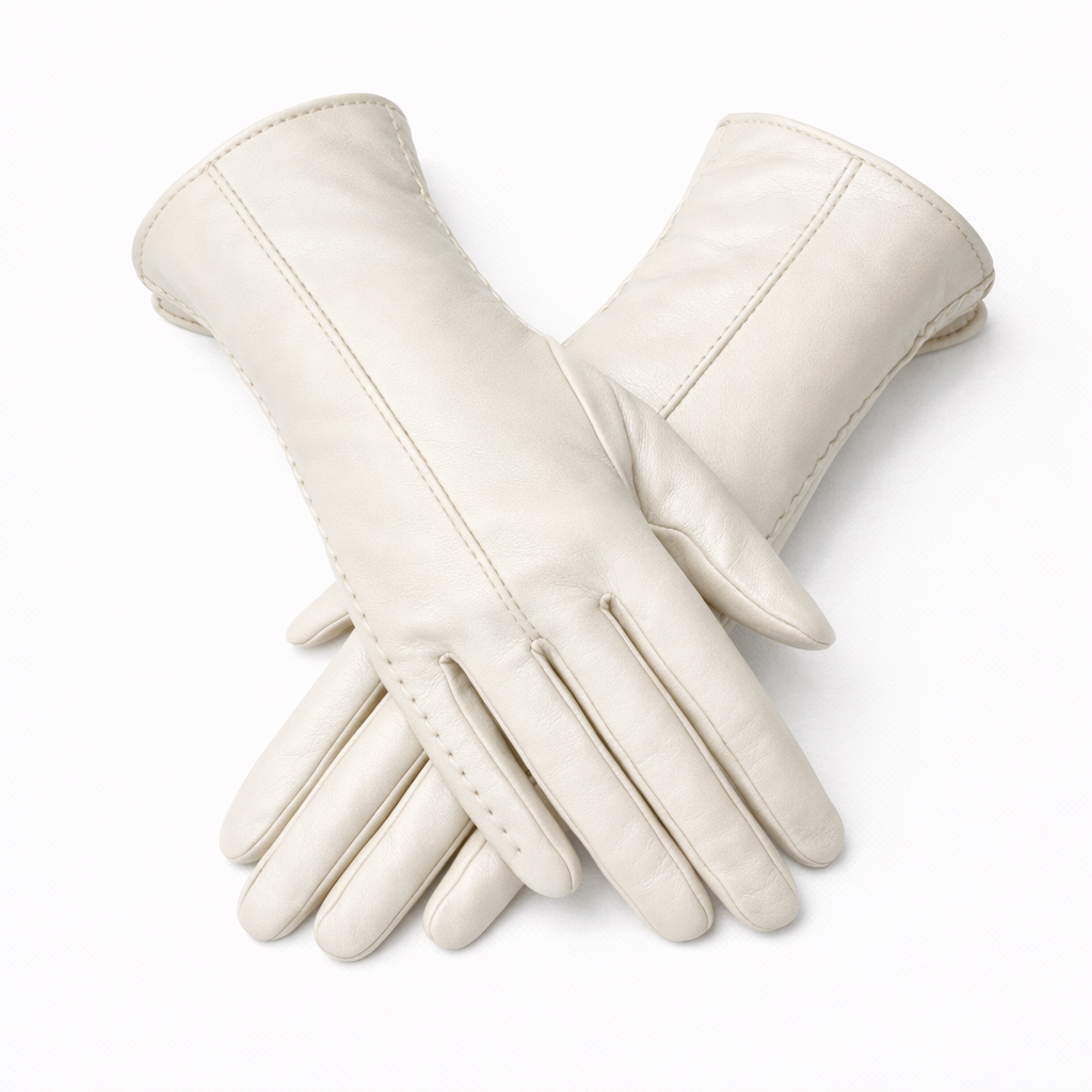 Guanti Uomo in Vera Pelle Neri, foderati termici per inverno freddo - bianco latte - fredde giornate gloves gloves & mittens guanti guanti pelle luxe pelle uomo winter gloves womens fasion - Concept Palermo